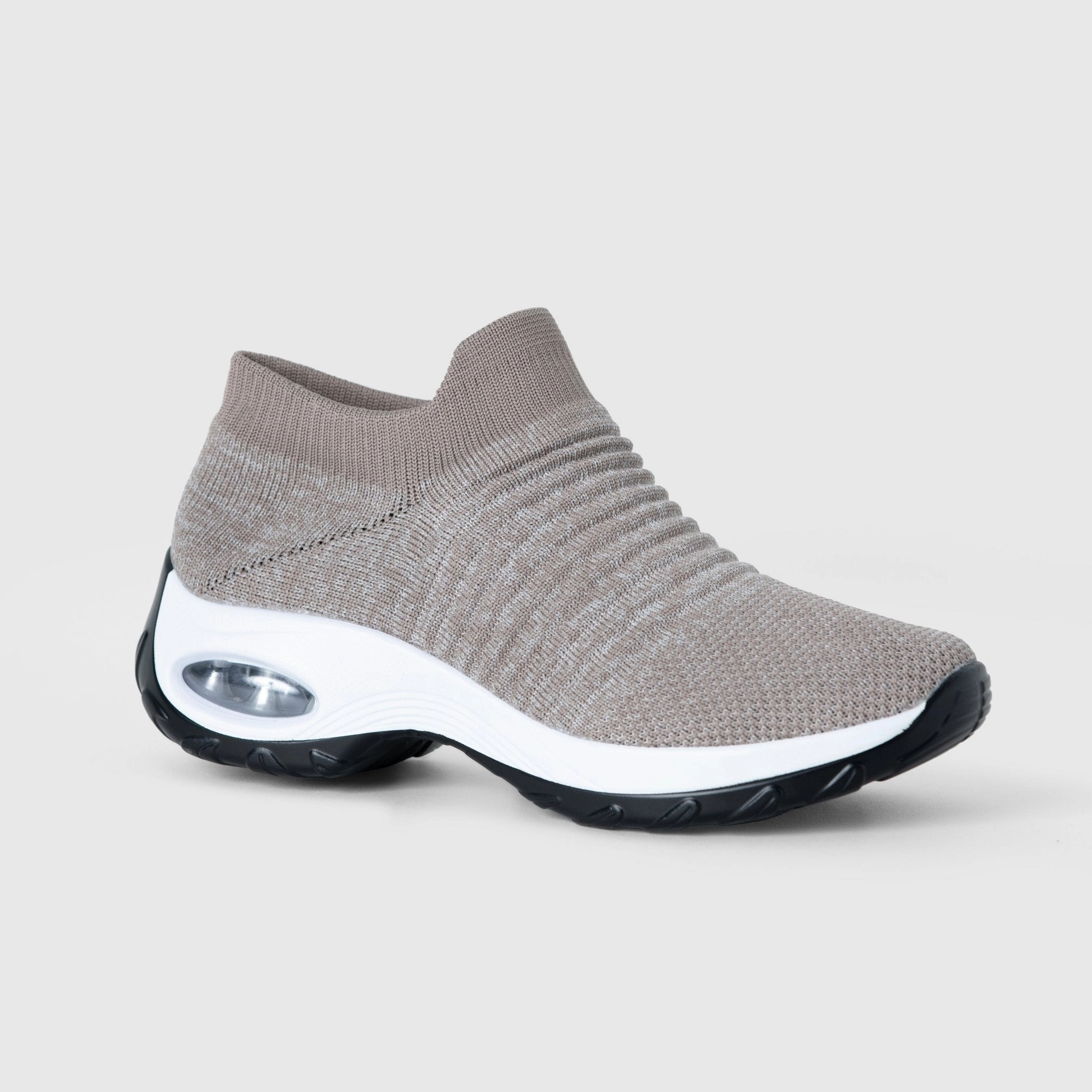 Breathable No-Tie Stretch Shoes - Khaki Chunky Platform Sneakers