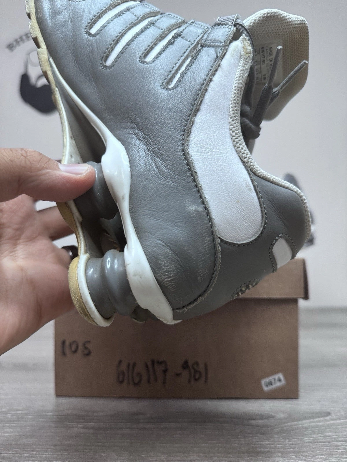 Size 10.5 - Nike ID Shox NZ Grey White Gym Running Shoes 616117-981 OG Asics Prototype Shoes