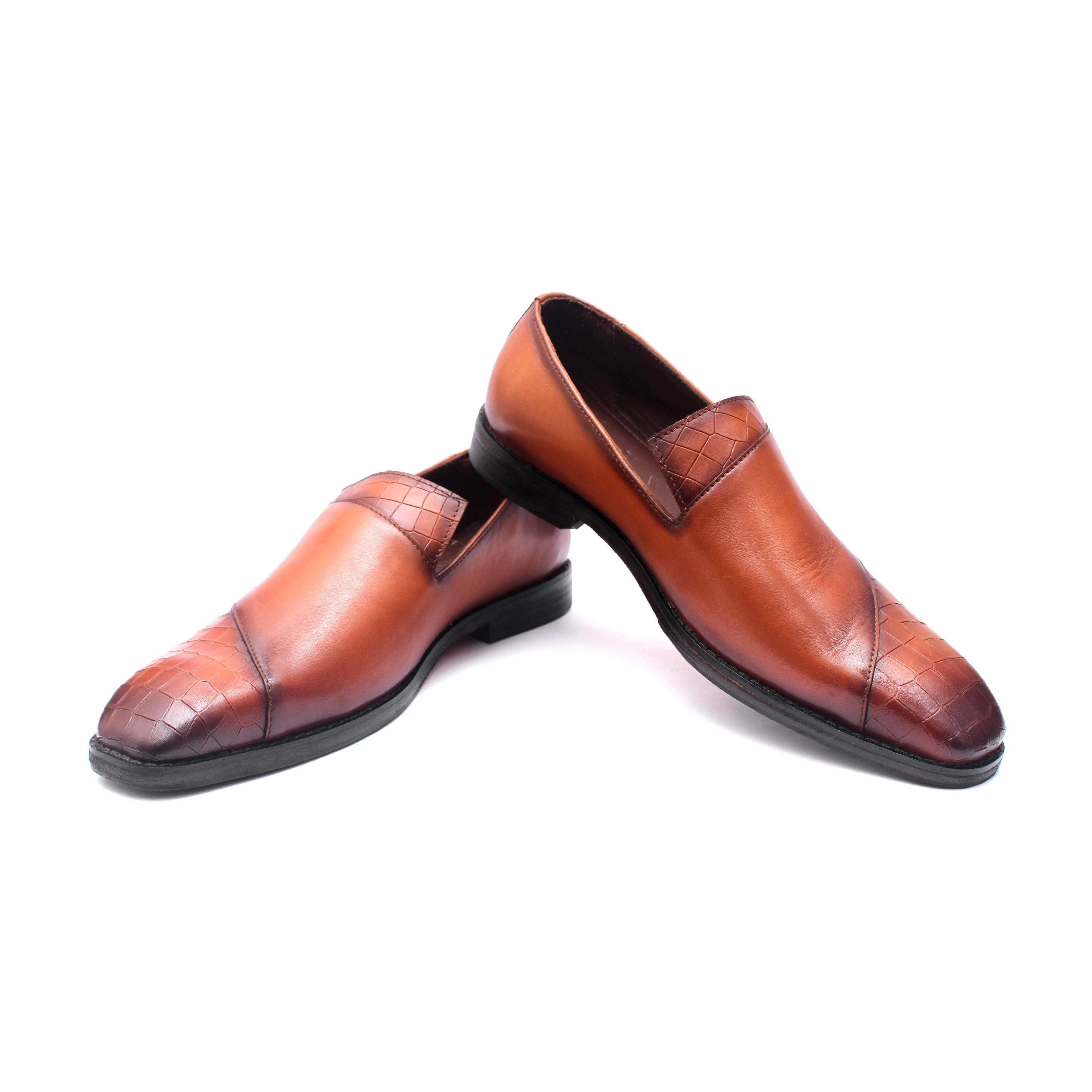 Loafers Define Croco Textured Loafers Tan