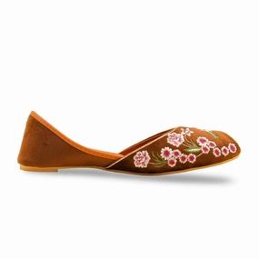 Brown Formal Khusa EC8563 Tweed Flat Shoes
