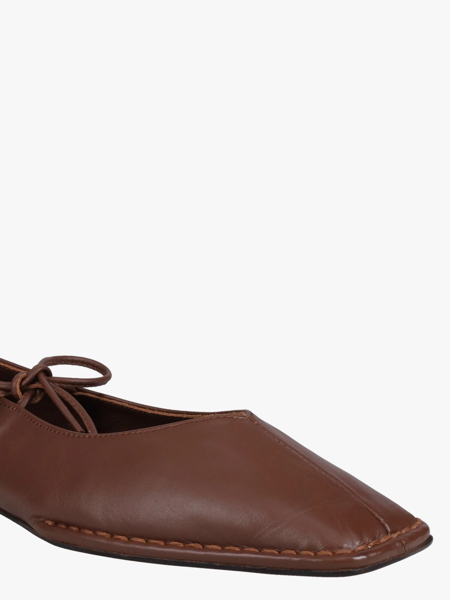 Sway Chestnut Brown Leather Princess Diana Flat Shoes