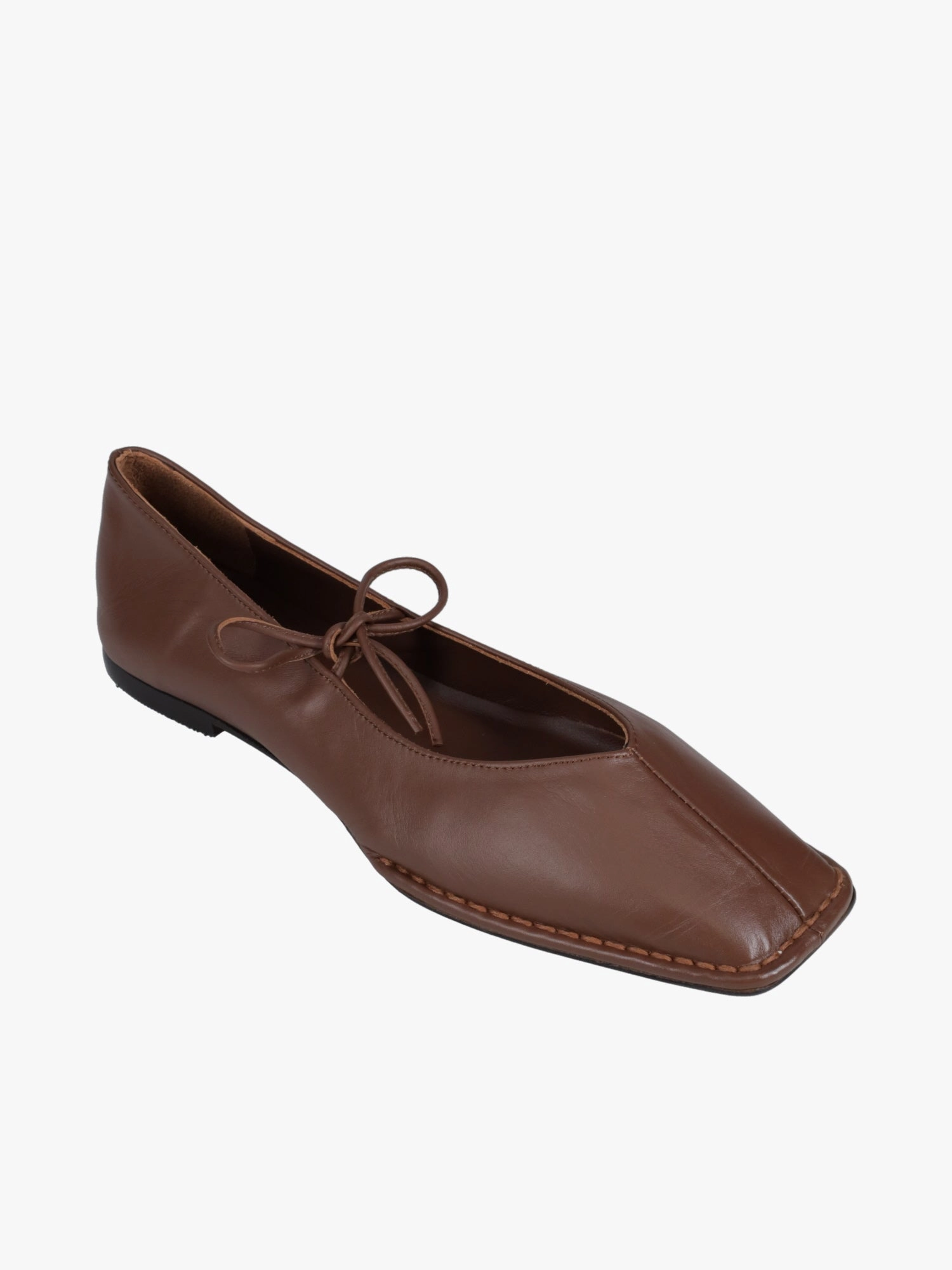 Satin Flat Wedding Shoes Sway Chestnut Brown Leather