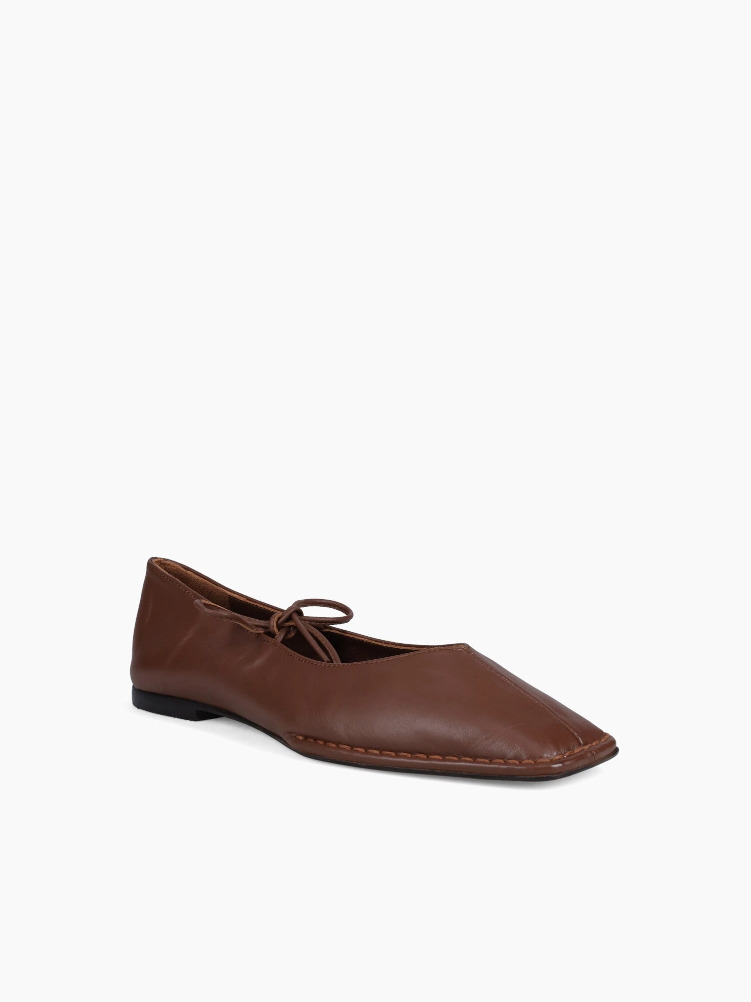 Sway Chestnut Brown Leather Silver Flat Shoes