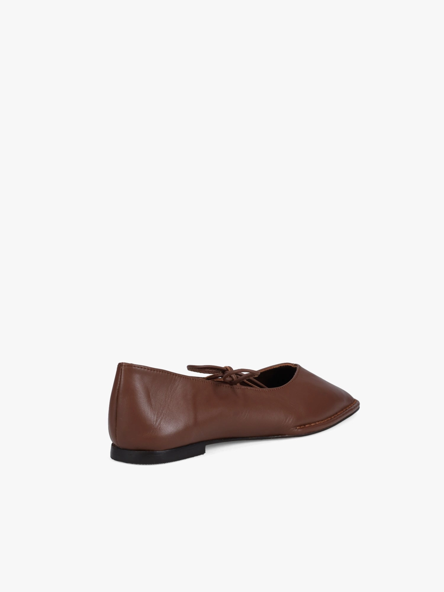 Sway Chestnut Brown Leather Flat Shoes For Winter