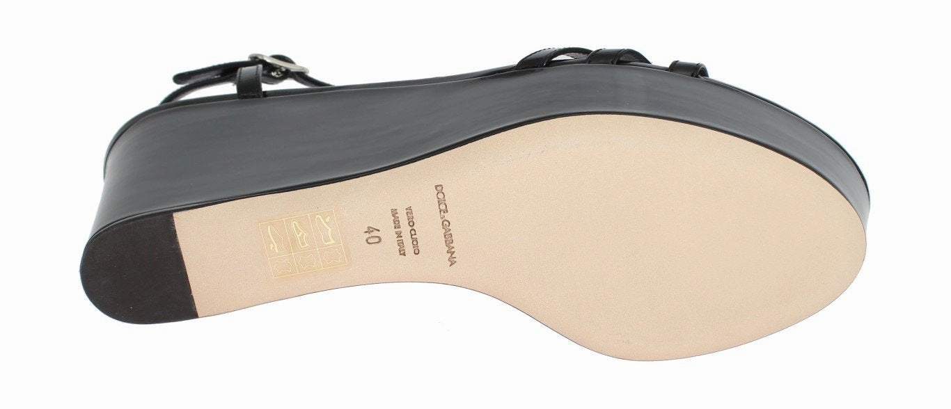 Black Leather Wedges Platform Sandals Sandals Beaches Turks And Caicos