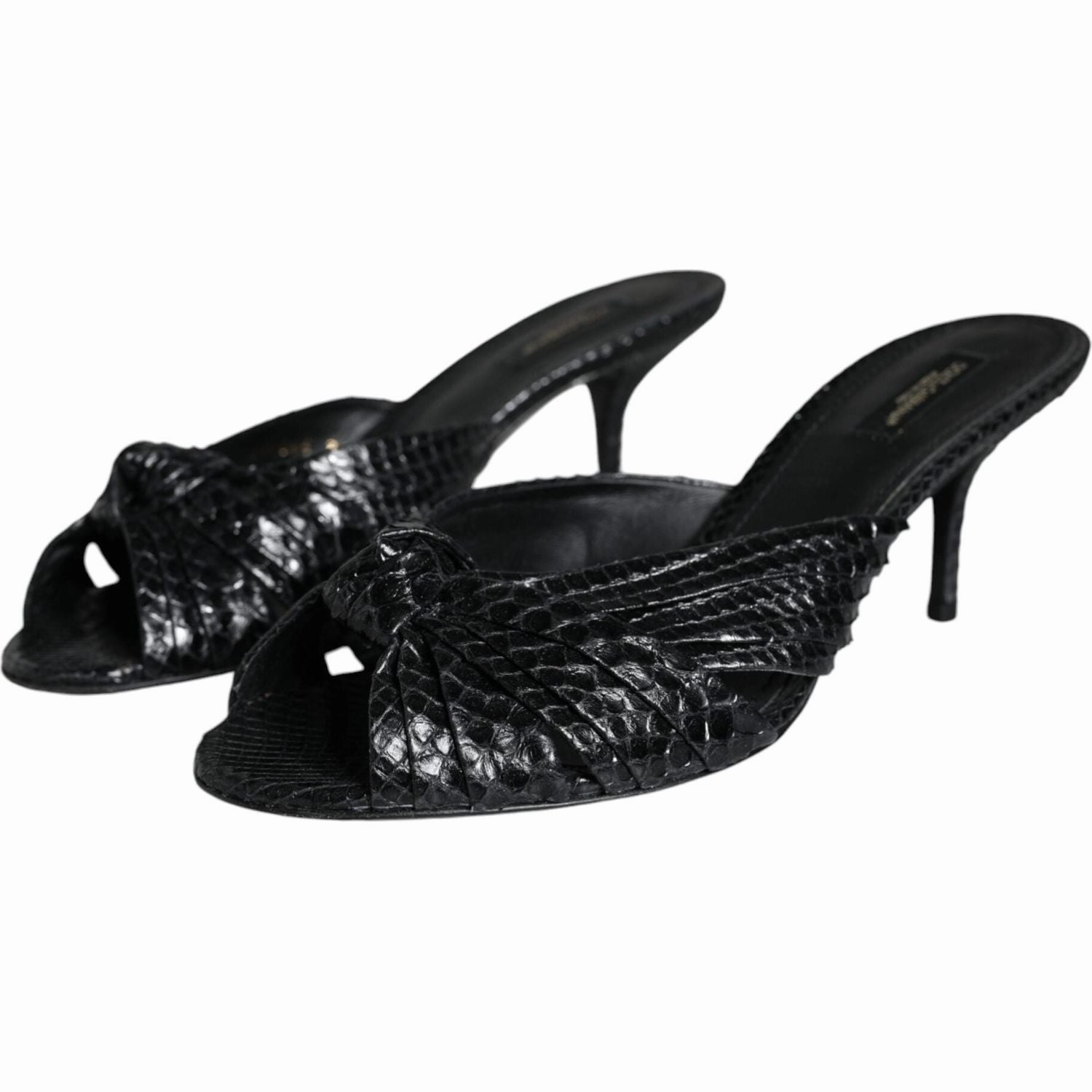 St Lucia Sandals Resort Dolce & Gabbana Black Leather Heels Slides Sandals Shoes