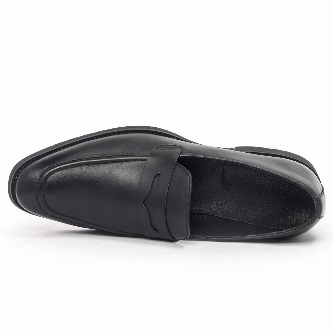 Caliber Shoes Black Slip On Formal Shoes for Men (T653C) Emerald Flats Shoes