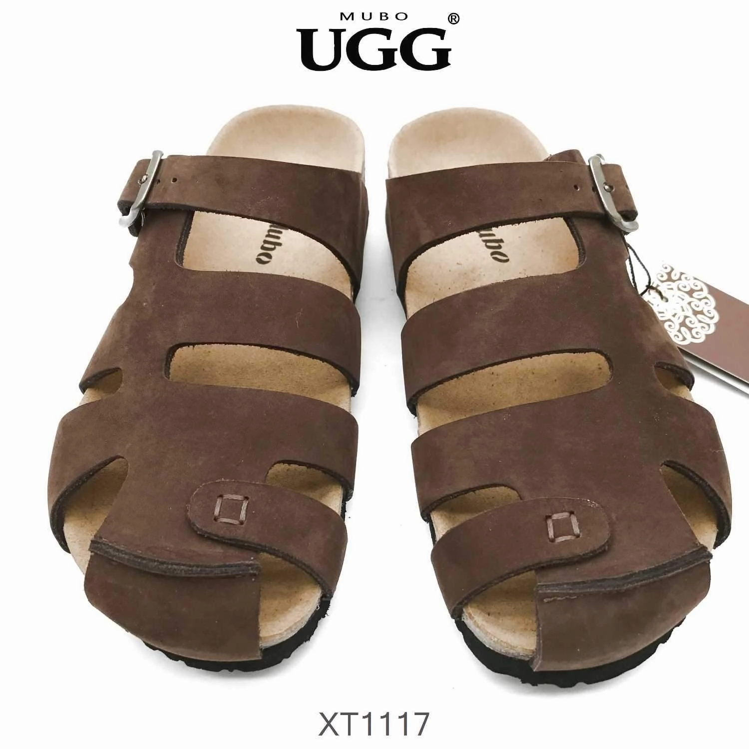 MUBO UGG MEN'S Brown Colour Sandals With Soft Cork Wood Sole Platform slippers XT1117 Ergofoot Slippers