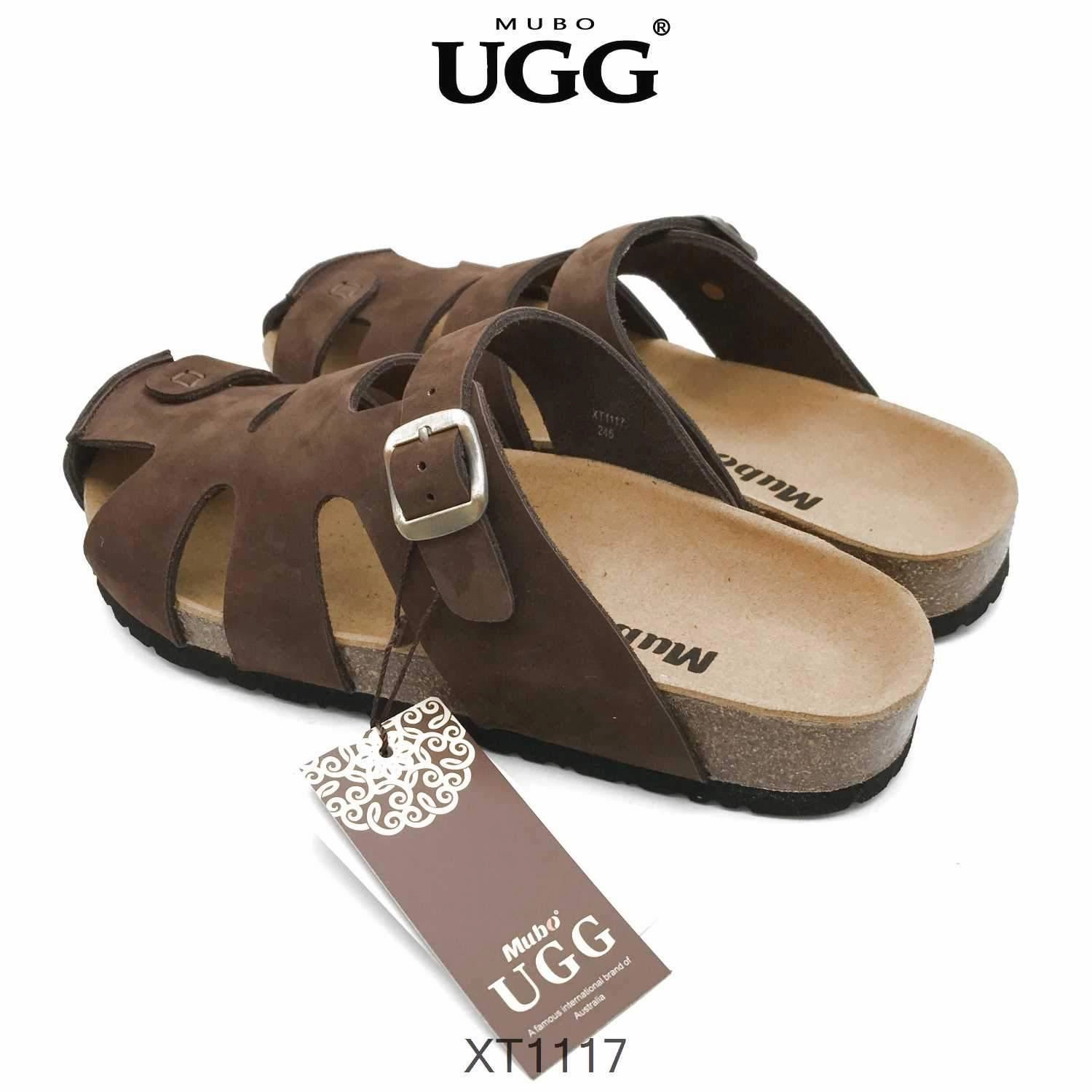 Animal Fluffy Slippers MUBO UGG MEN'S Brown Colour Sandals With Soft Cork Wood Sole Platform slippers XT1117