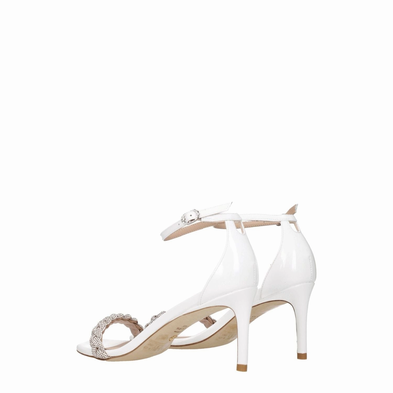 Stuart Weitzman White Leather Stiletto Heel Sandals Sandals Nails
