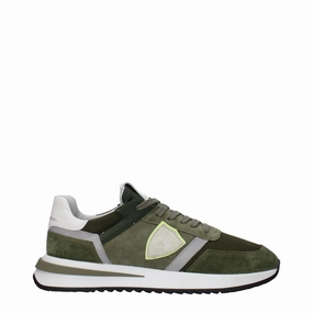 Philippe Model Green Leather Athletic Sneakers Vintage Sandals Casual Chunky Heel Buckle Shoes