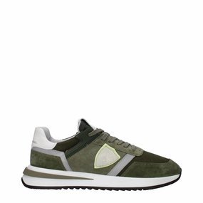 Philippe Model Green Leather Athletic Sneakers Casual Bottom Shoes