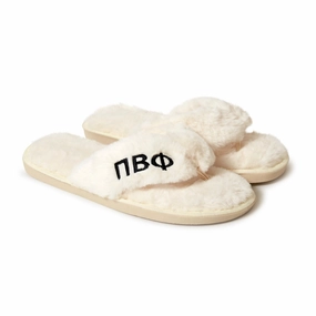 Jordan Slides Pi Beta Phi - Furry Slippers Women - With PBP Embroidery Logo