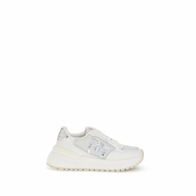 PINKO White Calf Leather Bos Taurus Chunky Sneakers Twinkle Toes Sneakers