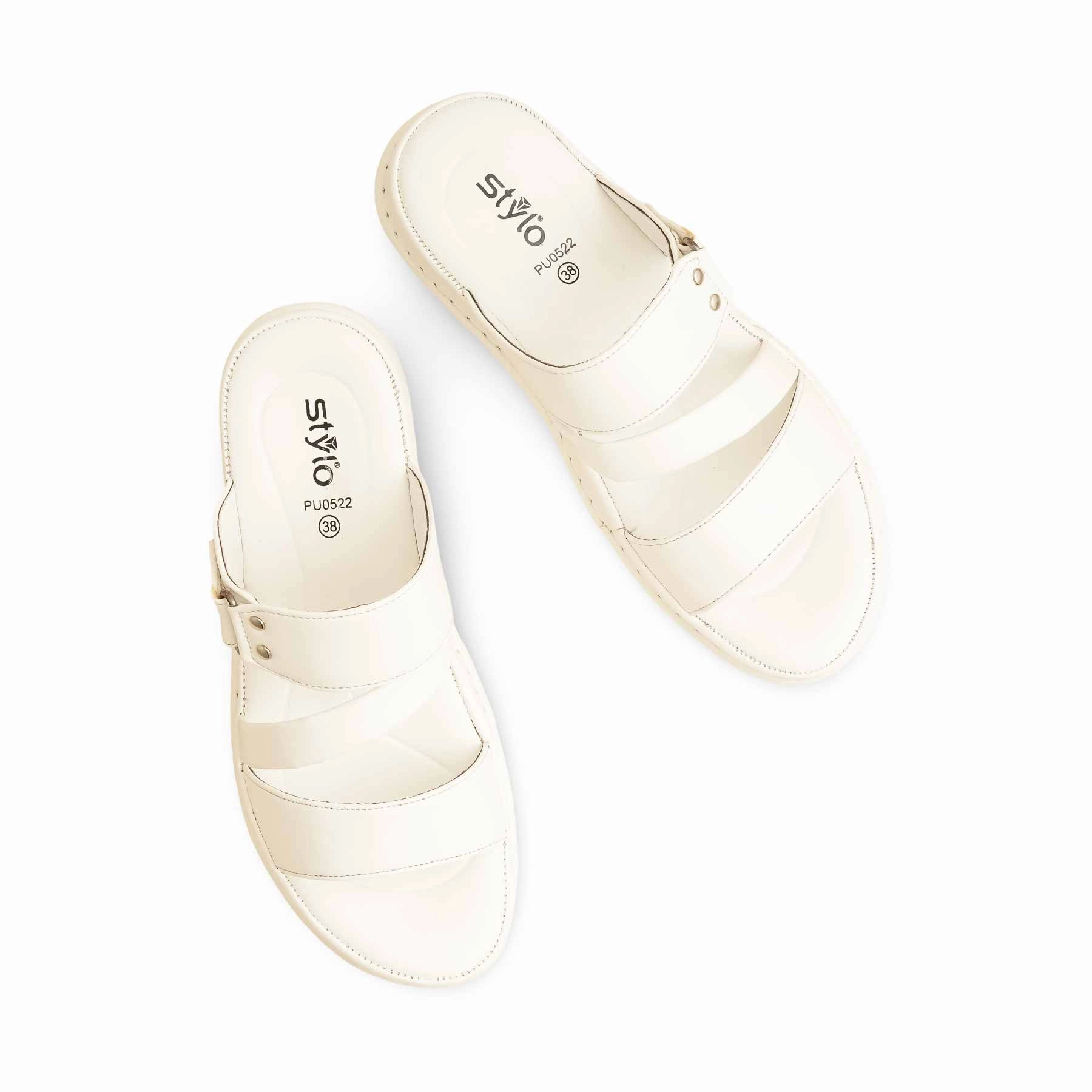 White Formal Slipper PU0522 Vent Slippers