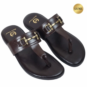 Slides Sand Louis Leather Slippers (Brown)