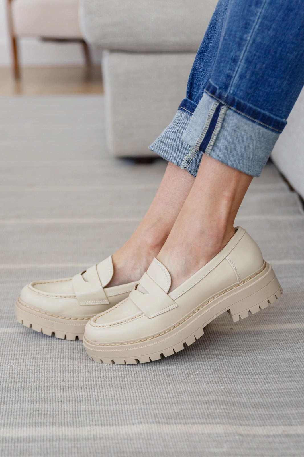 Alexander Wang Carter Platform Loafers Penny For Your Thoughts Loafers in Bone