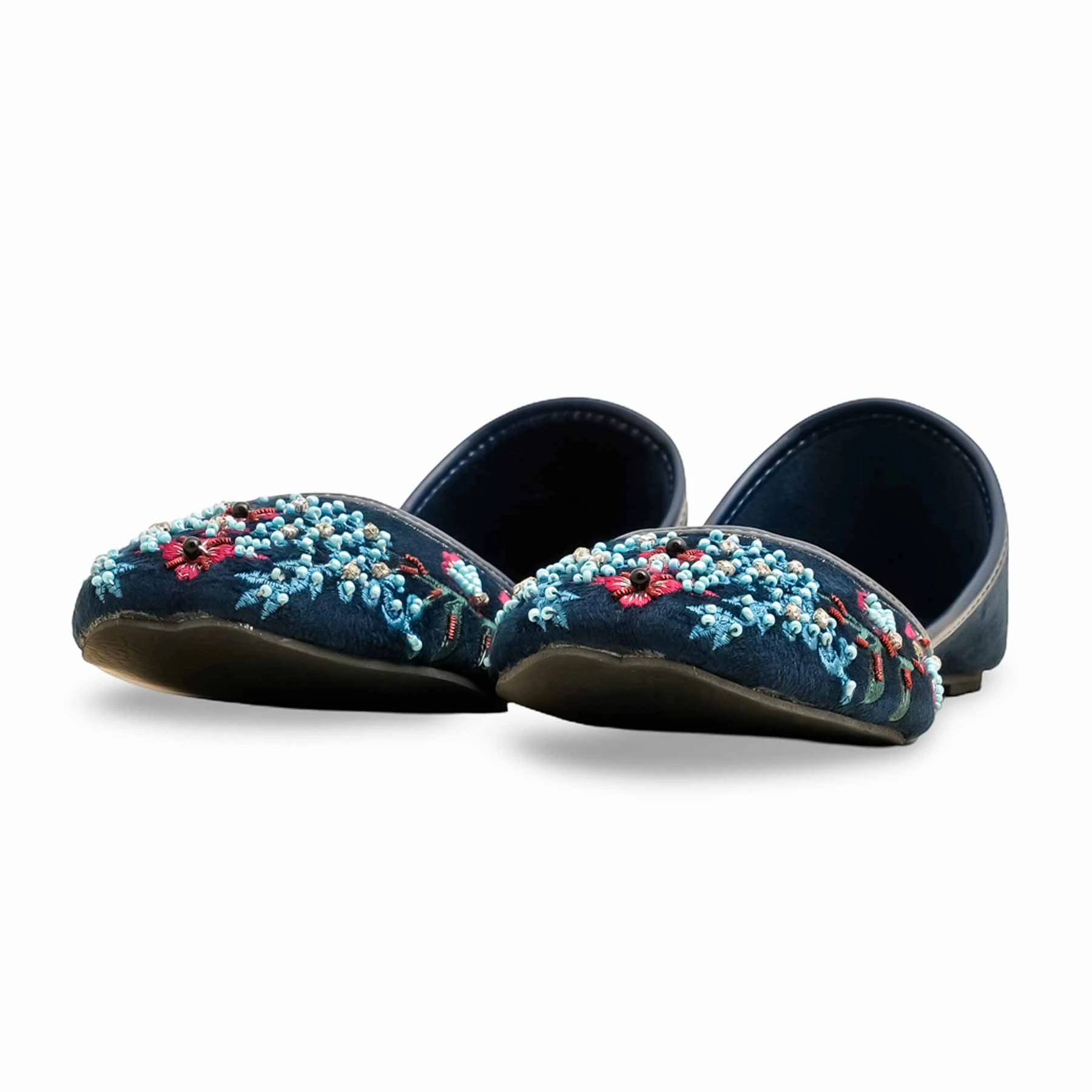 Heeled Flat Shoes Blue Ethnic Khusa EC8588