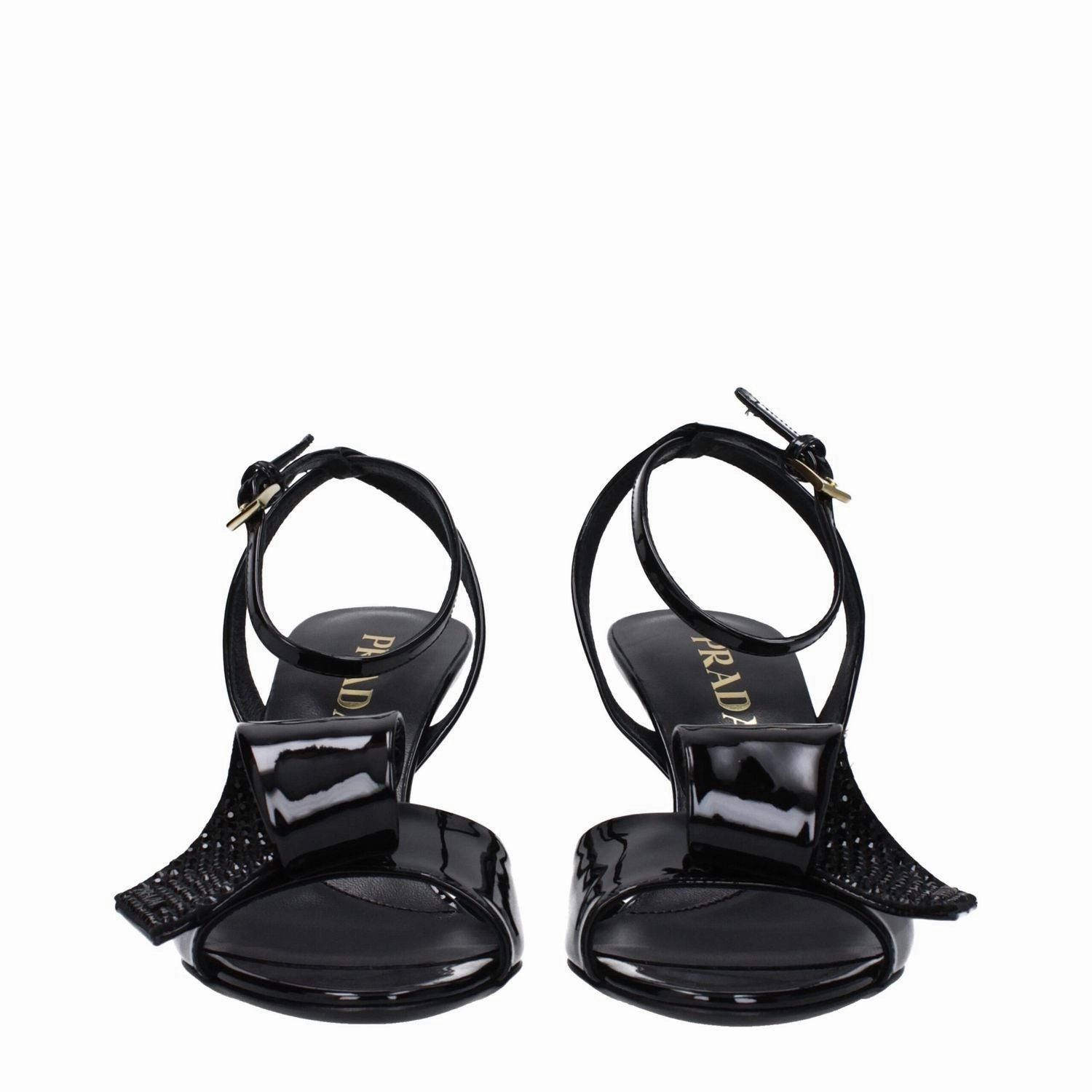 Sandals T Strap Prada Black Leather Stiletto Heel Sandals