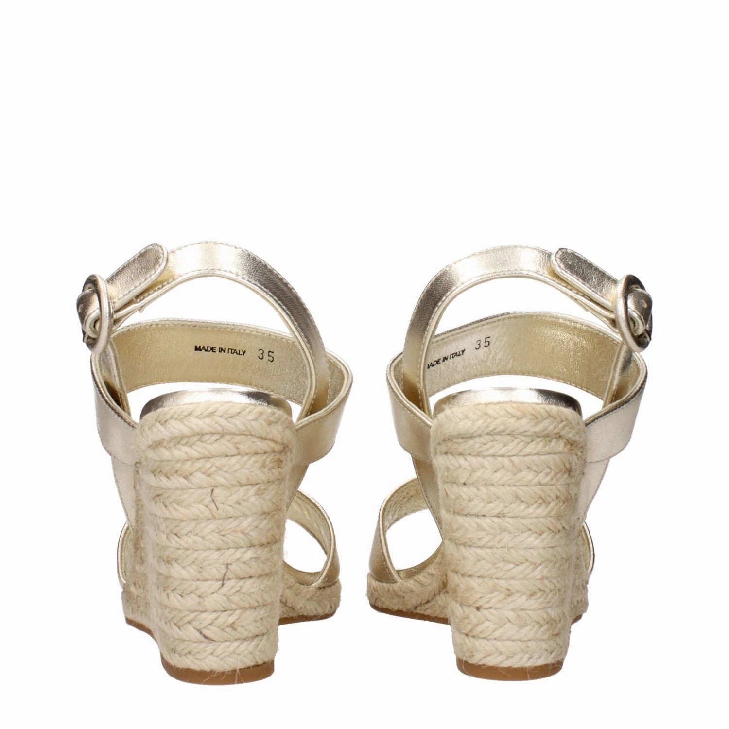 Flats And Sandals Prada Gold Leather Wedge Sandals