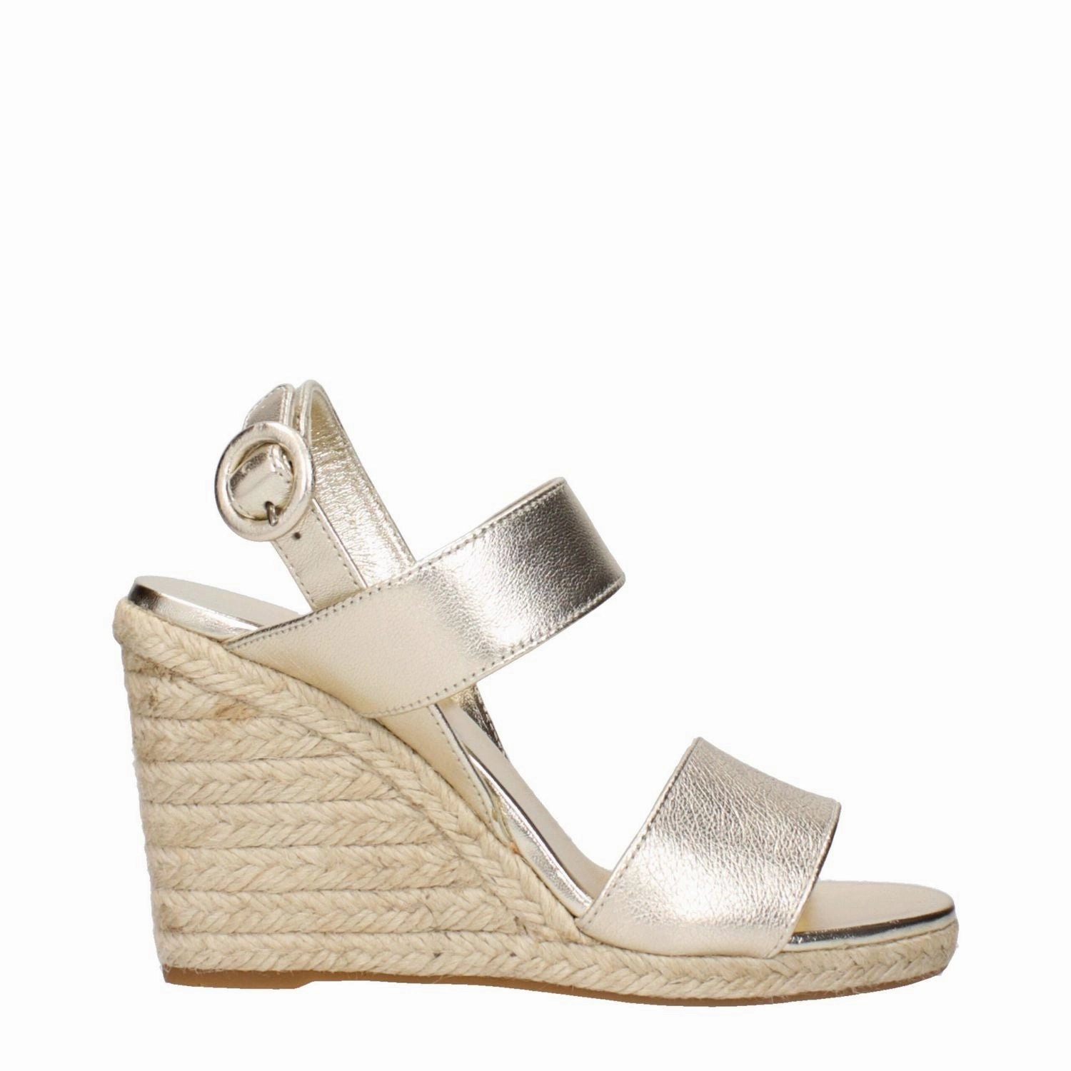 Closed Toe Slide Sandals Prada Gold Leather Wedge Sandals