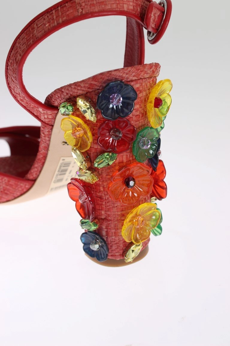 Red Leather Straw Crystal Sandals Barbados Resort Map