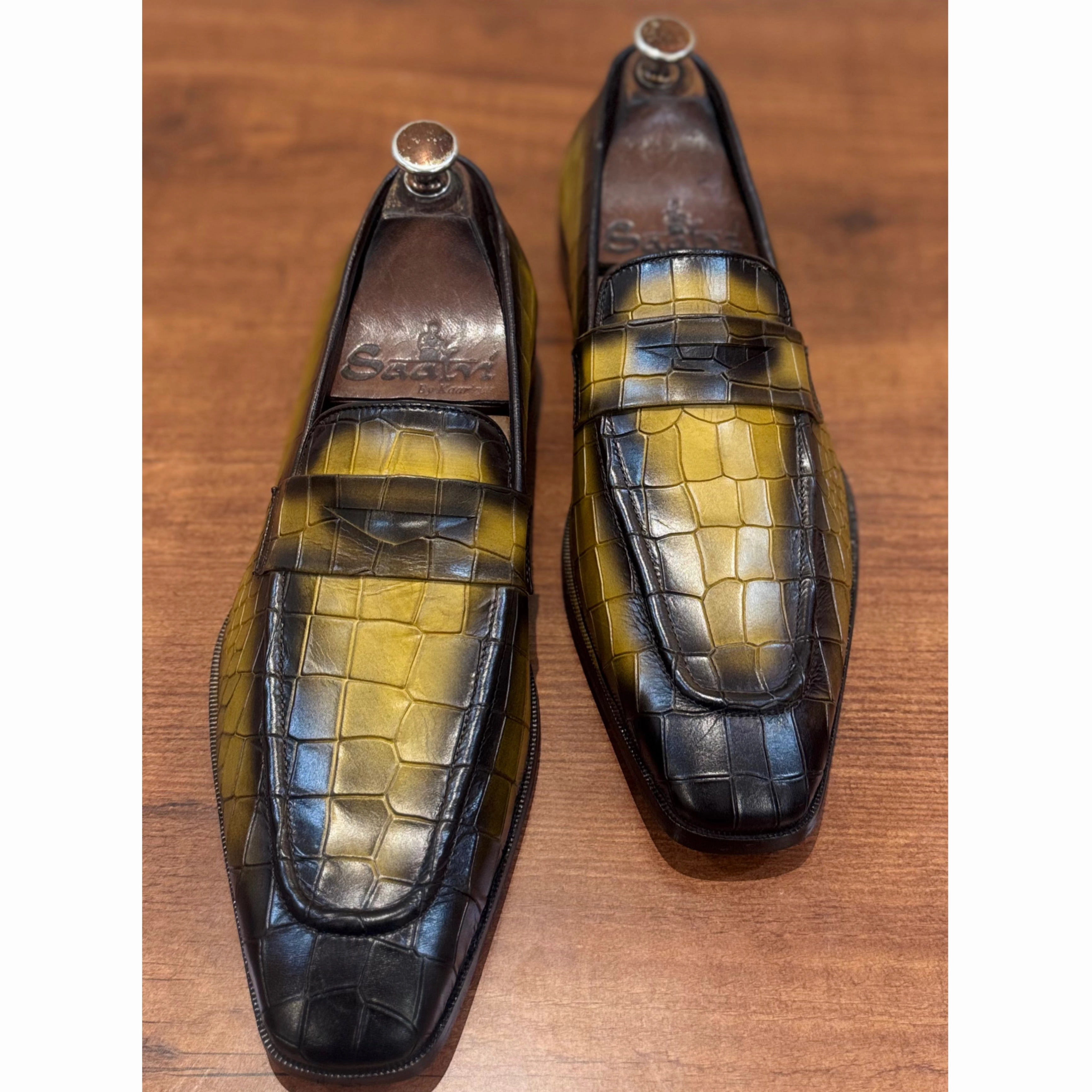 Penny Loafers Croco Yellow Boat Loafers