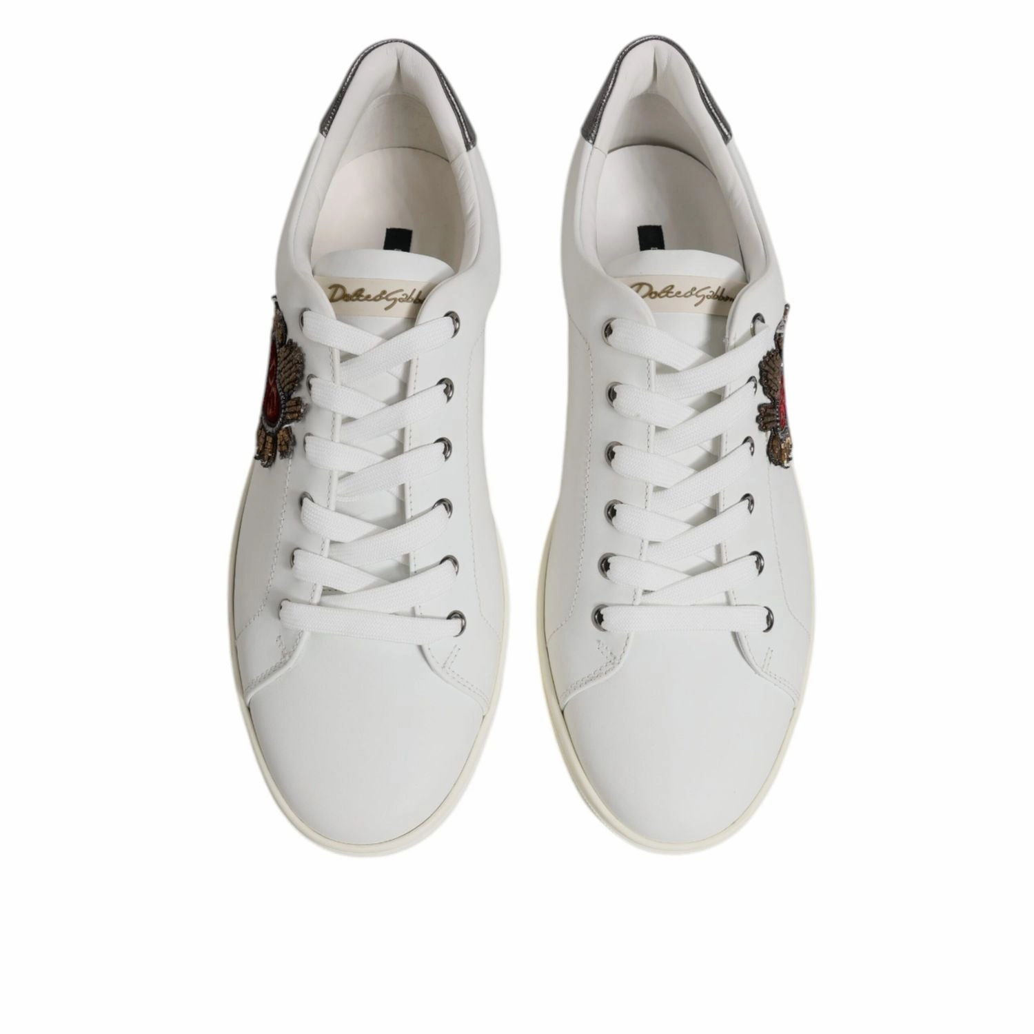 Dolce & Gabbana White Leather Heart Embellished Sneakers Shoes Customize Your Own Sneakers