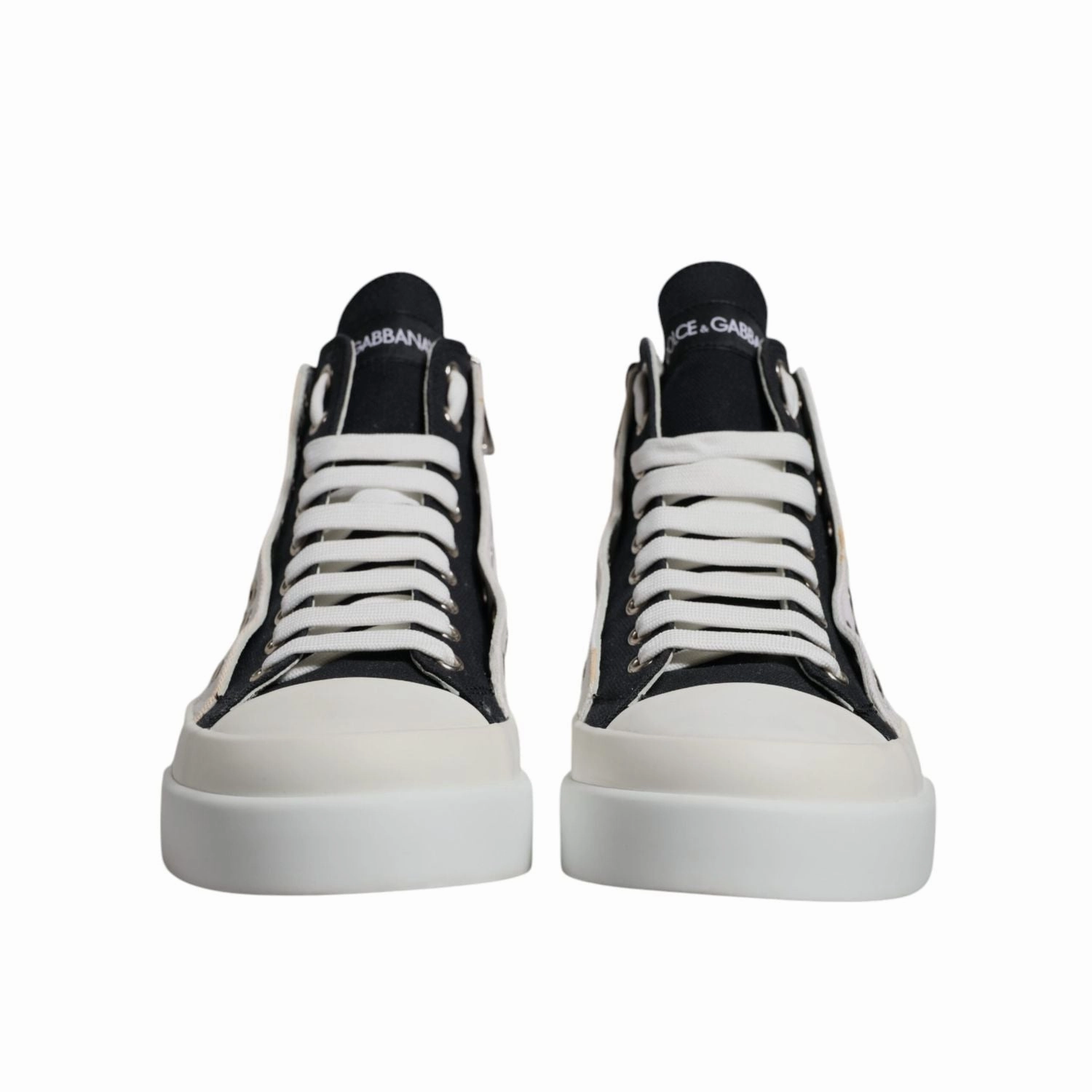 Y 3 Sneakers Dolce & Gabbana White Black Cotton High Top Sneakers Shoes