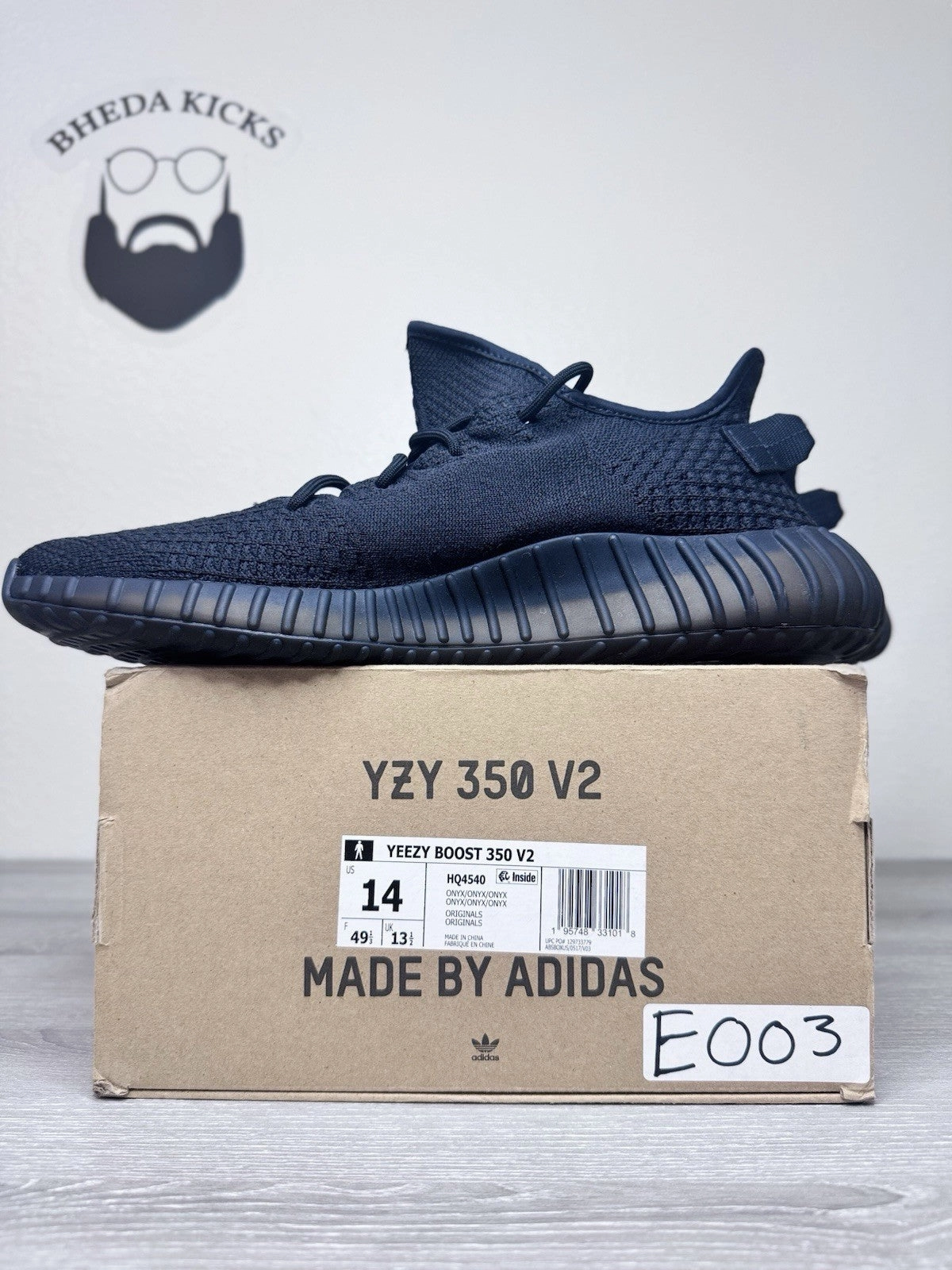 Size 14 - adidas Yeezy Boost 350 V2 Low Onyx HQ4540 Preowned Authentic Adidas Ribbon Shoes