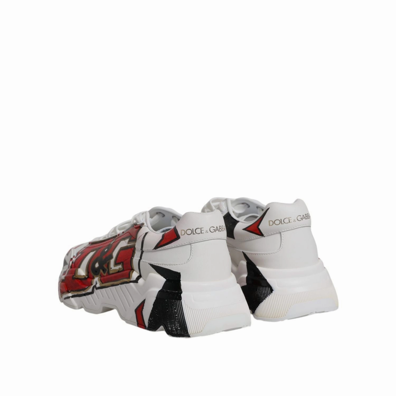 Dolce & Gabbana White Daymaster Hand Painted Sneakers Shoes Lacing Sneakers