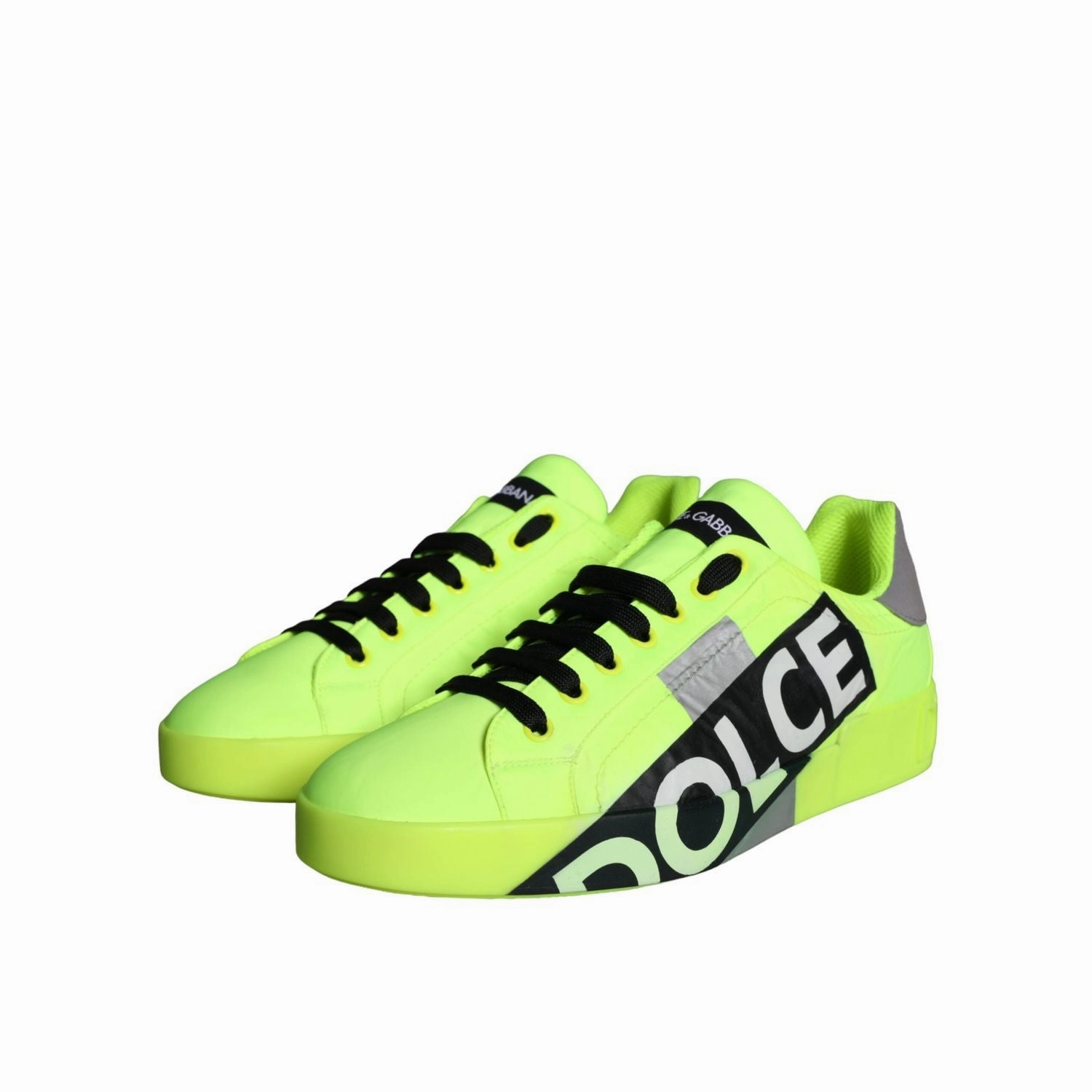 Dolce & Gabbana Neon Green Logo Tape Low Top Sneakers Shoes Sneakers Celine