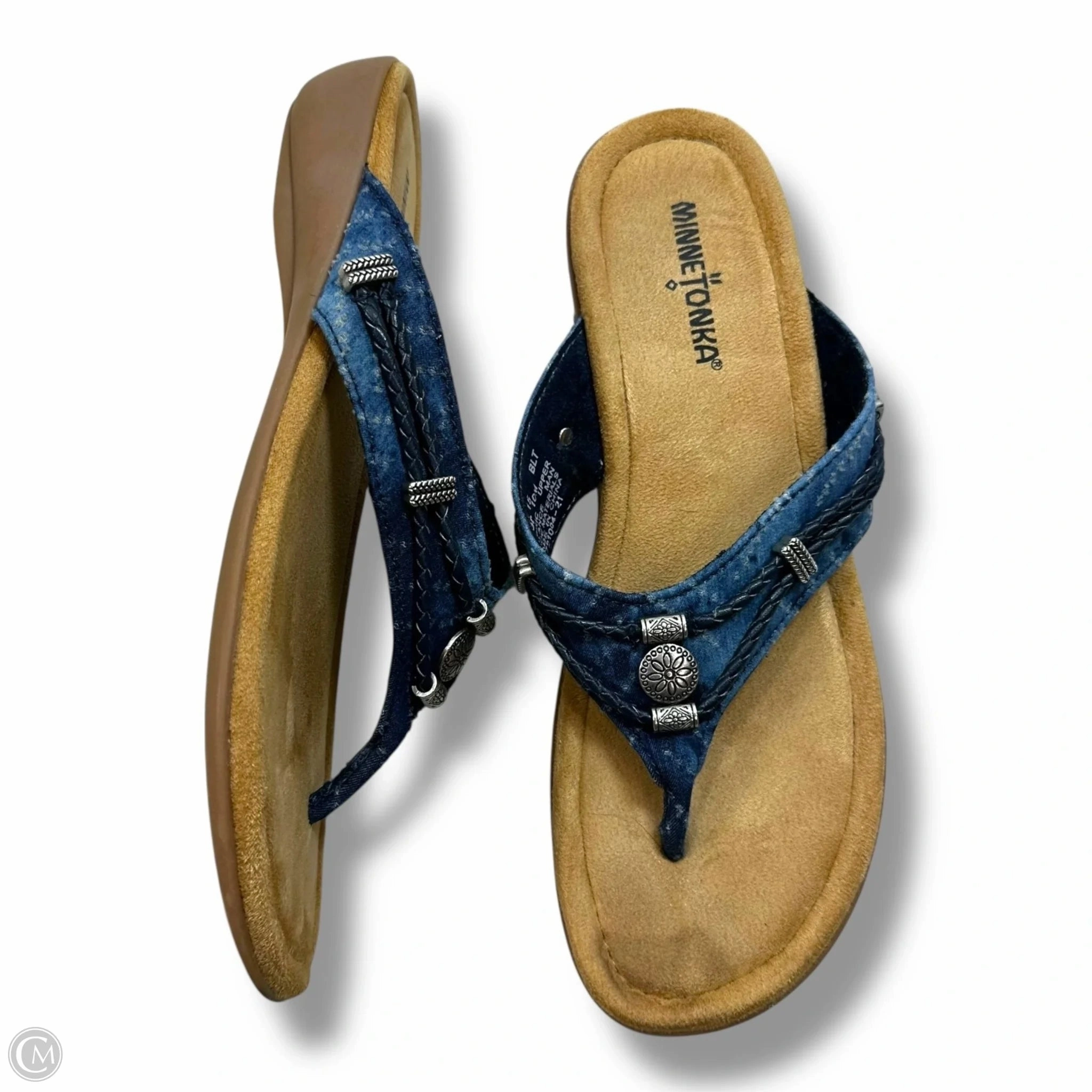Sandals Flip Flops By Minnetonka In Blue, Size: 10 Row Dune Flip Flops