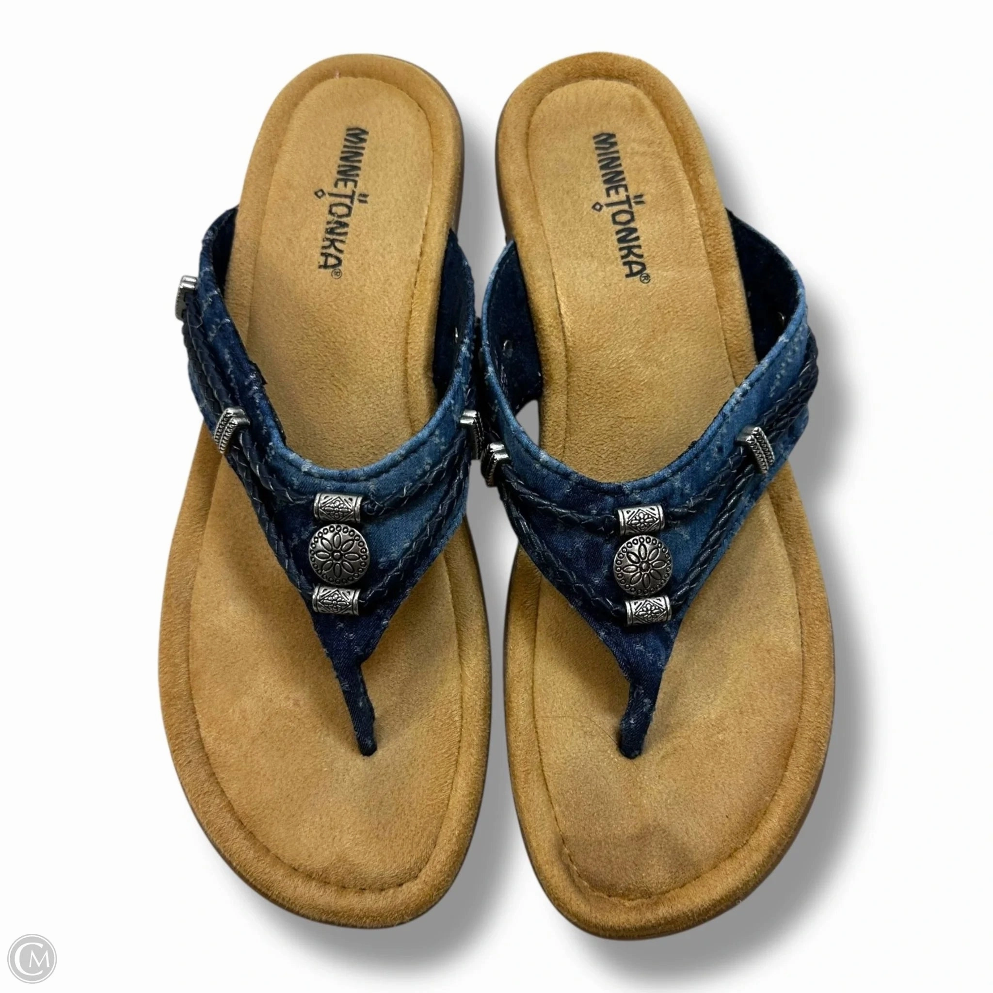 Mexican Leather Flip Flops Sandals Flip Flops By Minnetonka In Blue, Size: 10