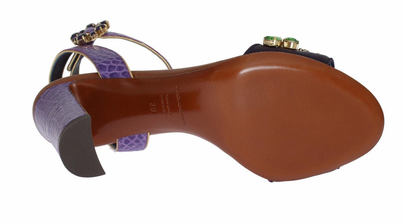 Sandals Geta Names Purple Floral Crystal Leather Sandals