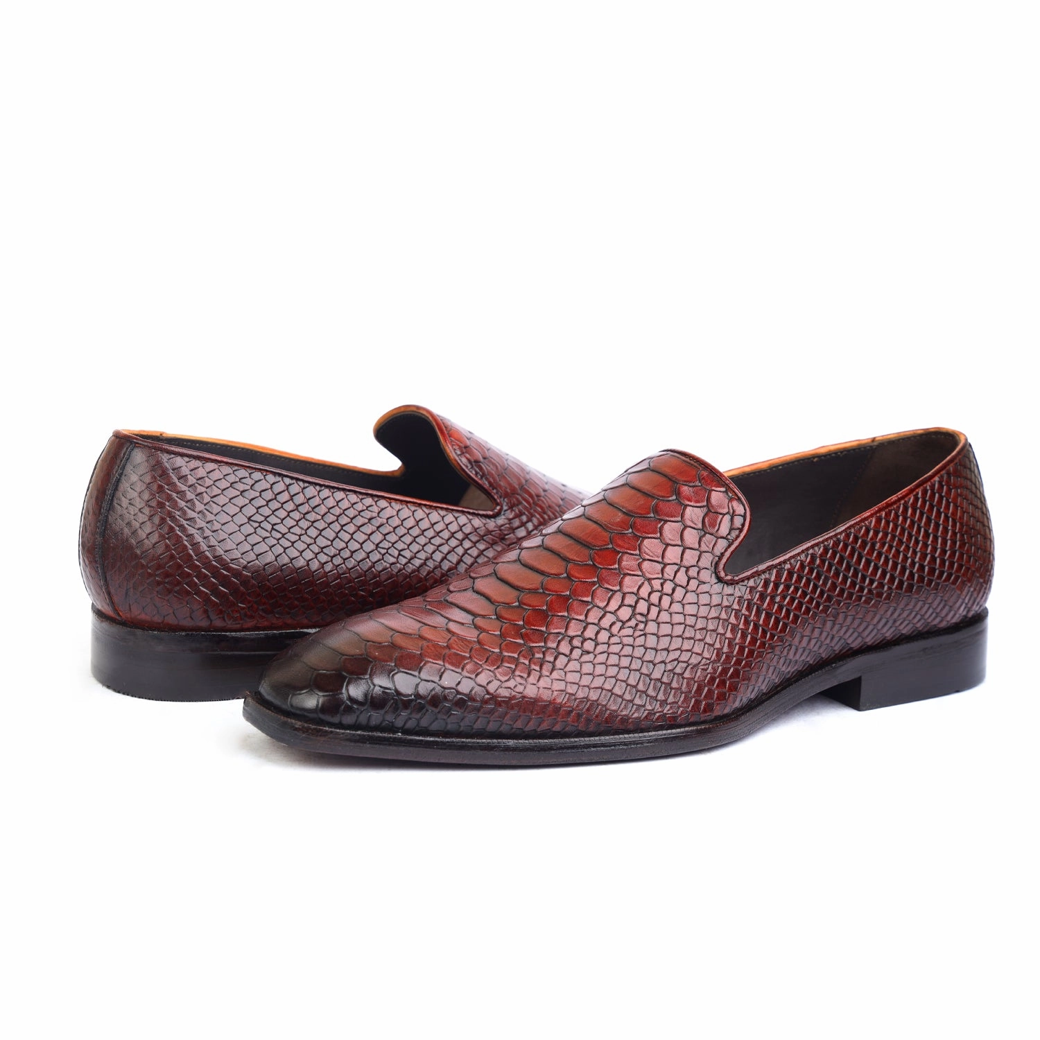 Python Embossed Loafers Bordo Loafers Driving