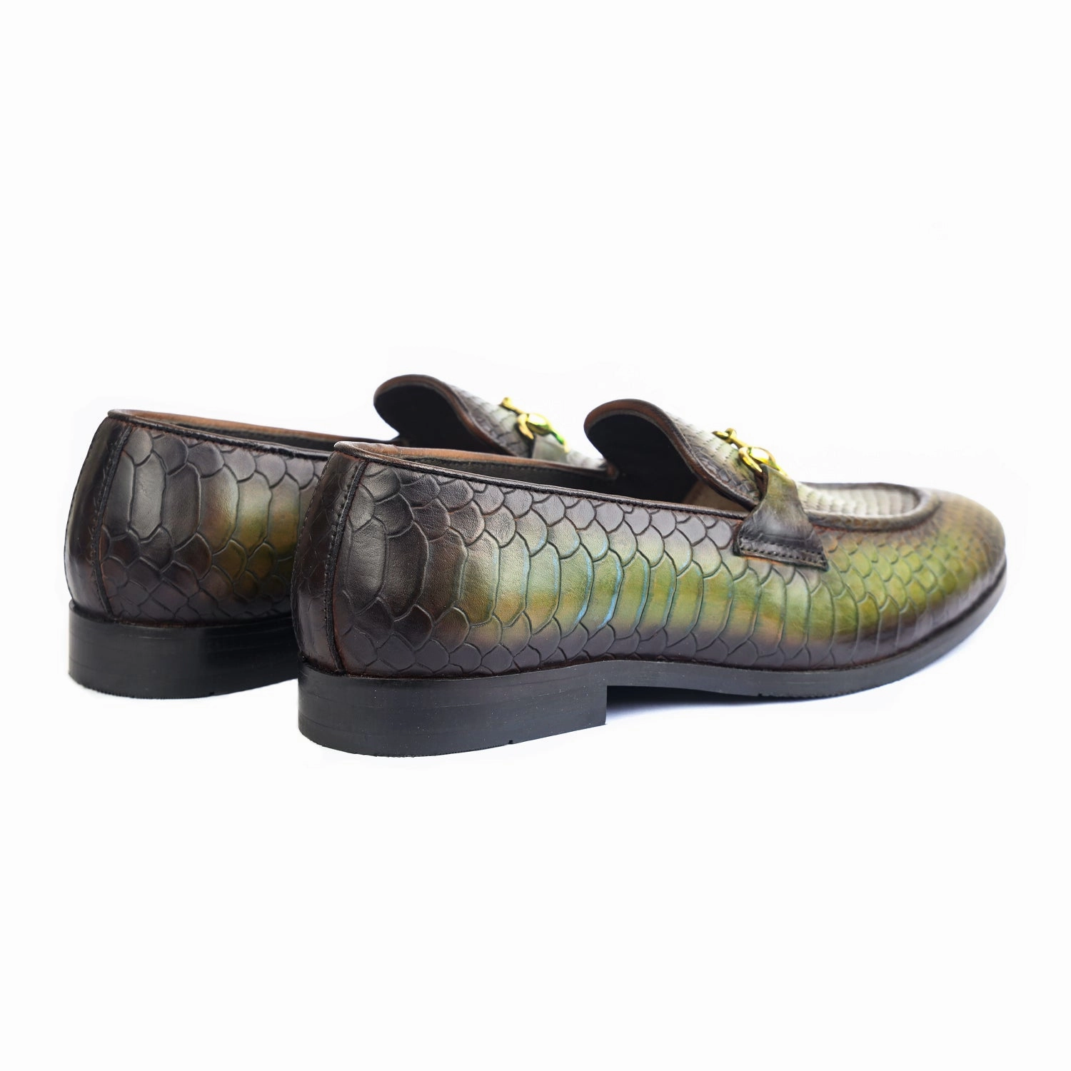 Driving Loafers With Arch Support Python Embossed Loafers Green