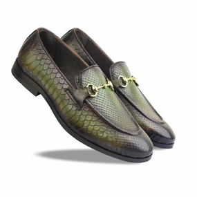 Python Embossed Loafers Green Loafers 2024