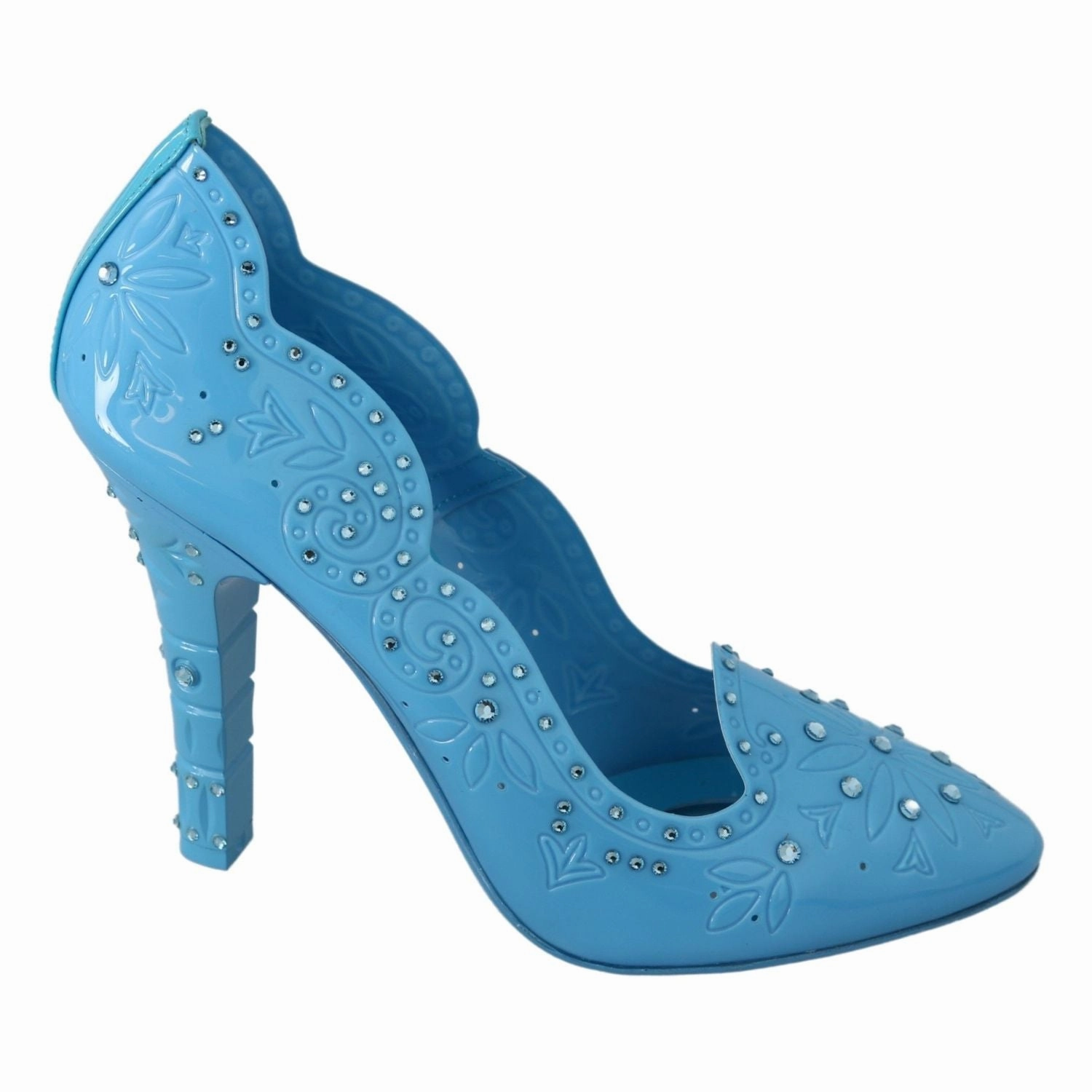Dolce & Gabbana Blue Crystal Floral CINDERELLA Heels Shoes Italian Shoemakers Sandals