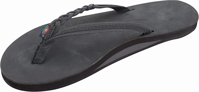 Rainbow Sandals Womens Flirty Braidy Flip Flops Black | Premier Leather Braided Thong Sandals Toggle Flip Flop Minecraft