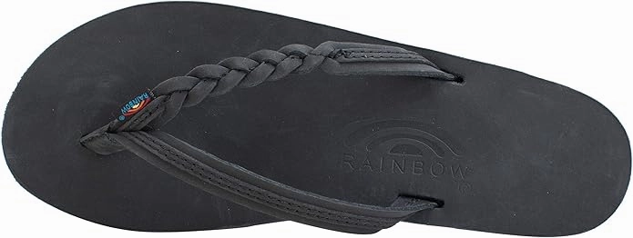 White Strap Flip Flops Rainbow Sandals Womens Flirty Braidy Flip Flops Black | Premier Leather Braided Thong Sandals