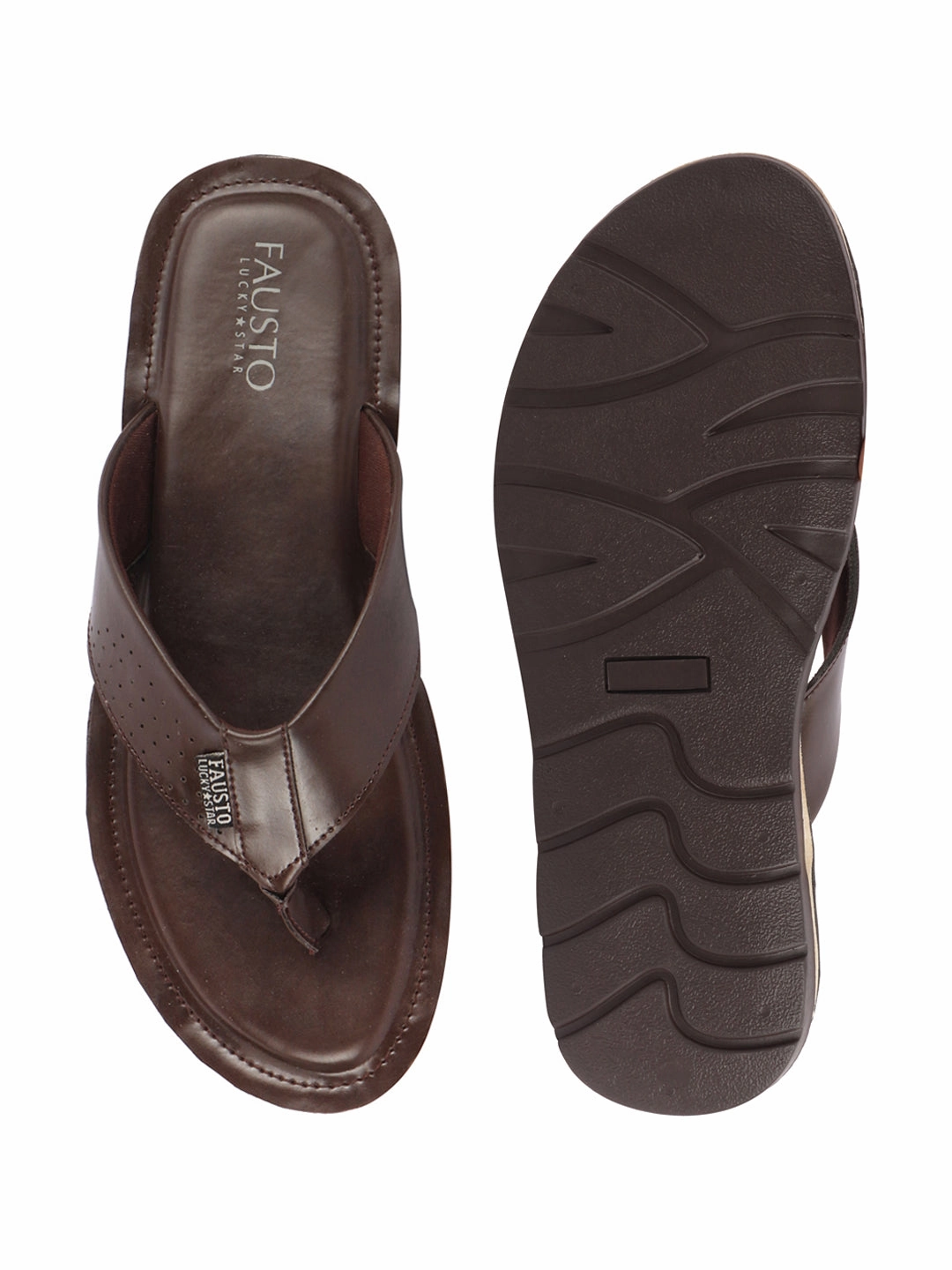 Men Brown Daily Indoor Outdoor Slip On Thong Slipper Barefoot House Slippers