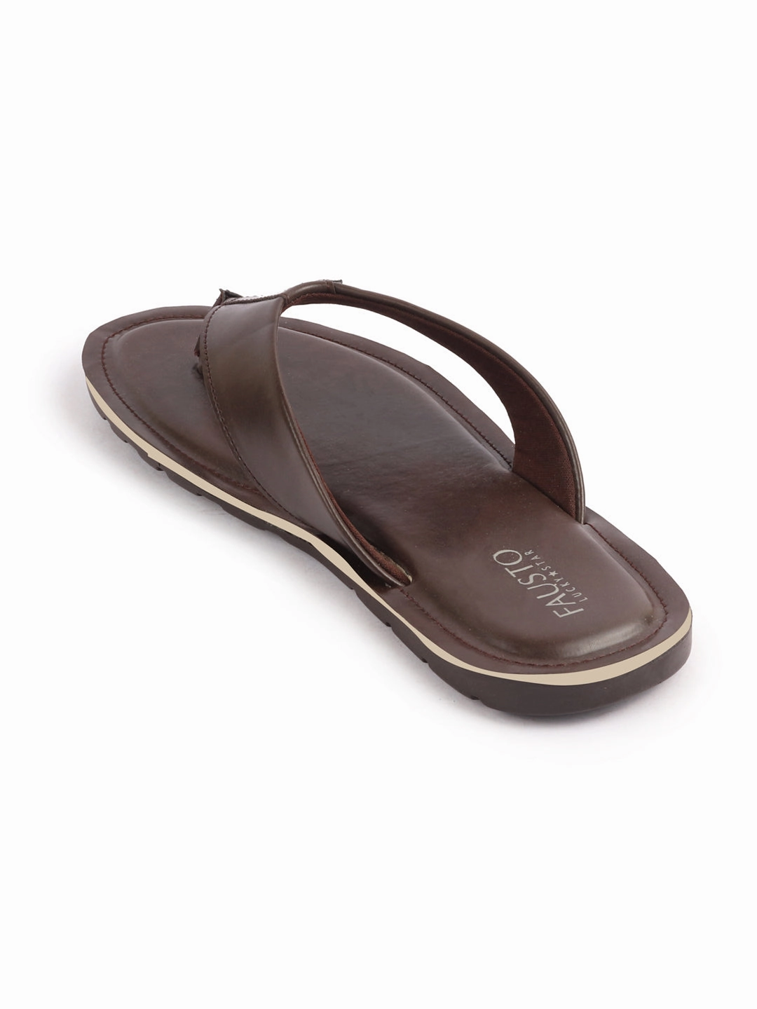 Men Brown Daily Indoor Outdoor Slip On Thong Slipper Oofos Slide