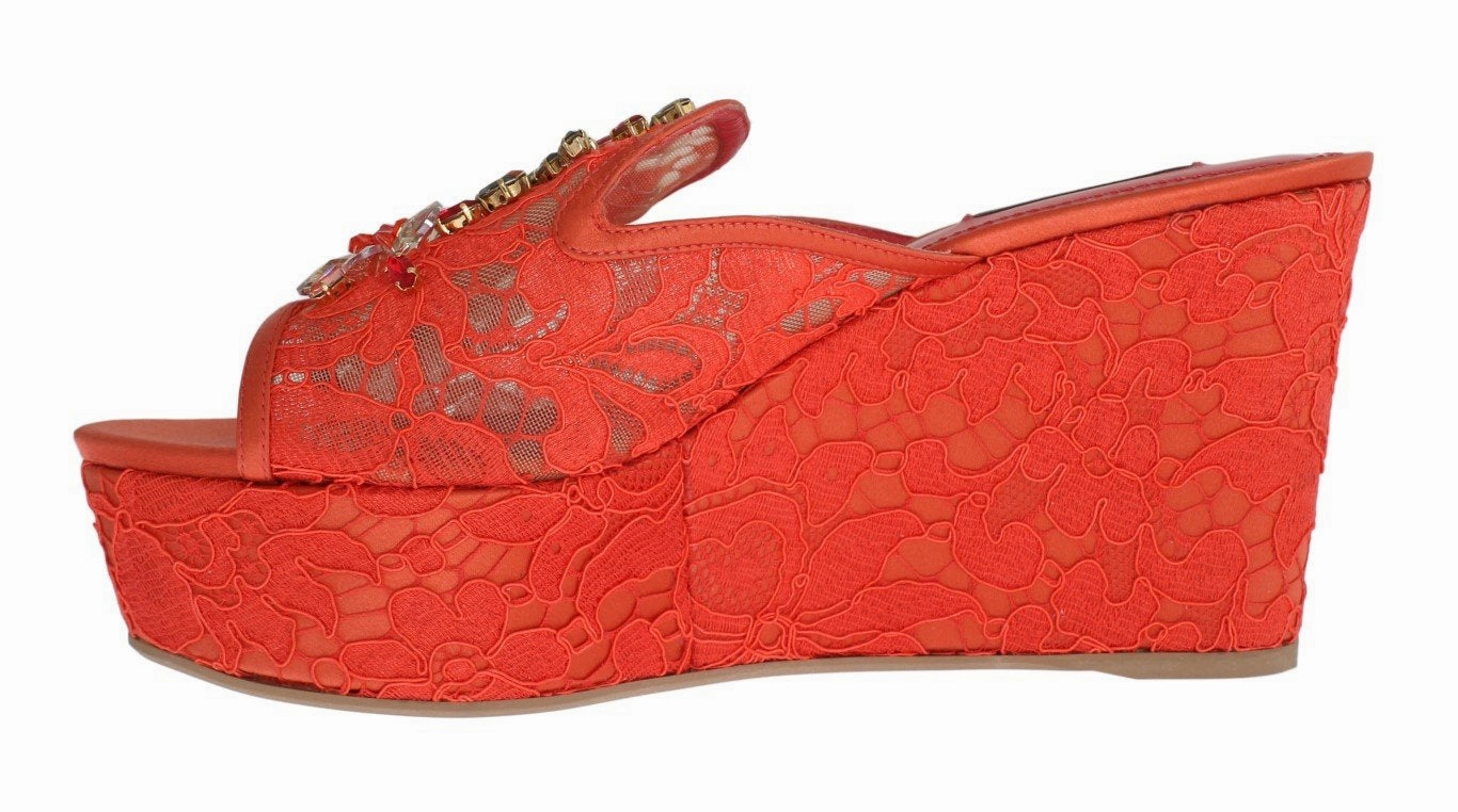 Red Lace Crystal Mules Wedge Sandal Shoes Extra Wide With Sandals