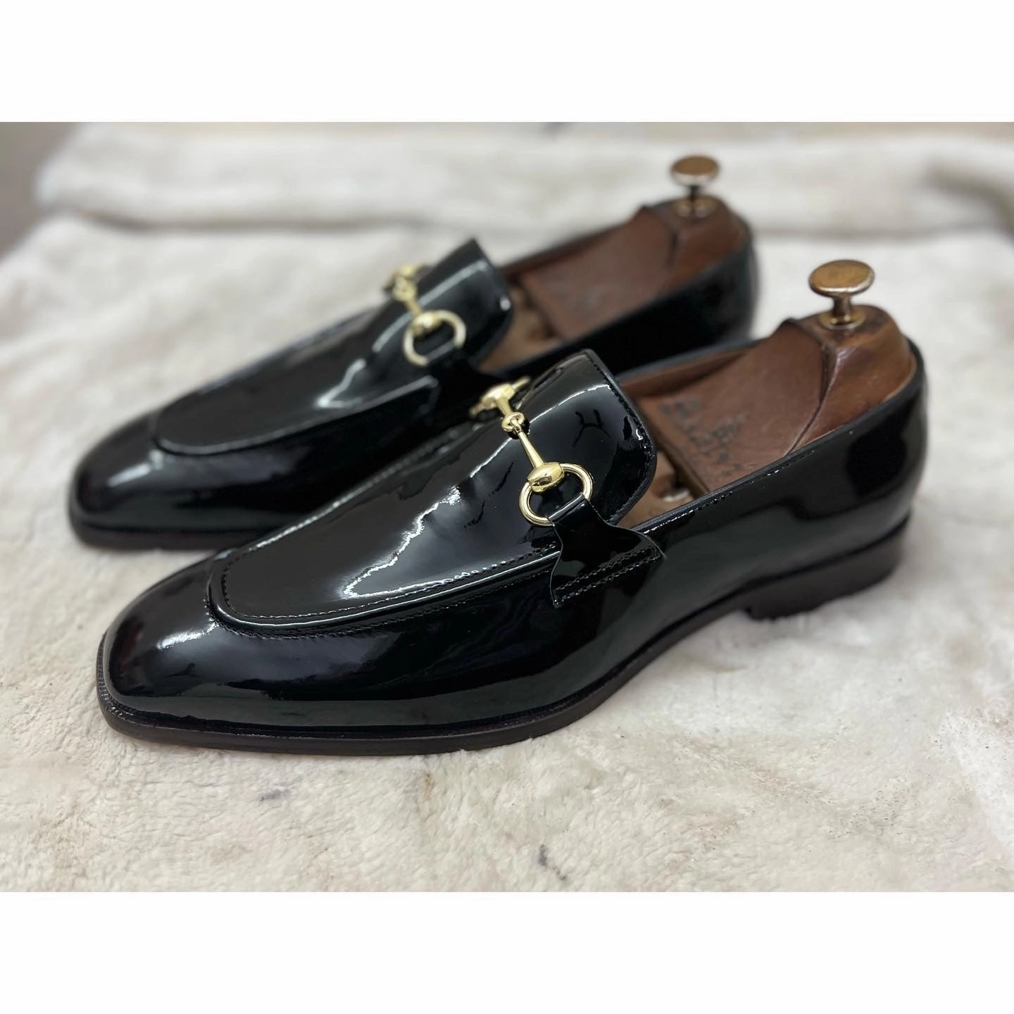 Little Loafers Clay Black Patent Horsebit Loafers