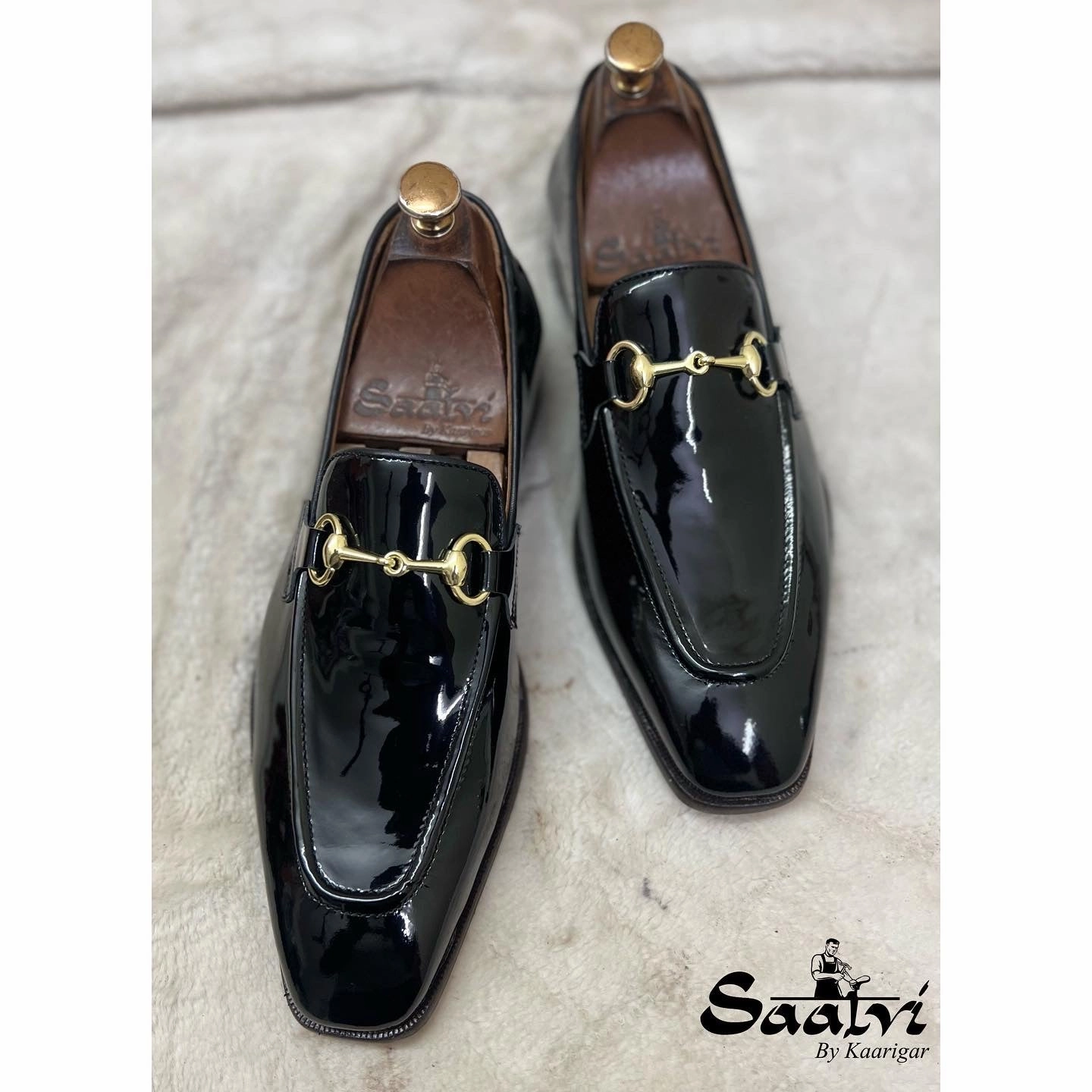 Heeled Penny Loafers Black Patent Horsebit Loafers