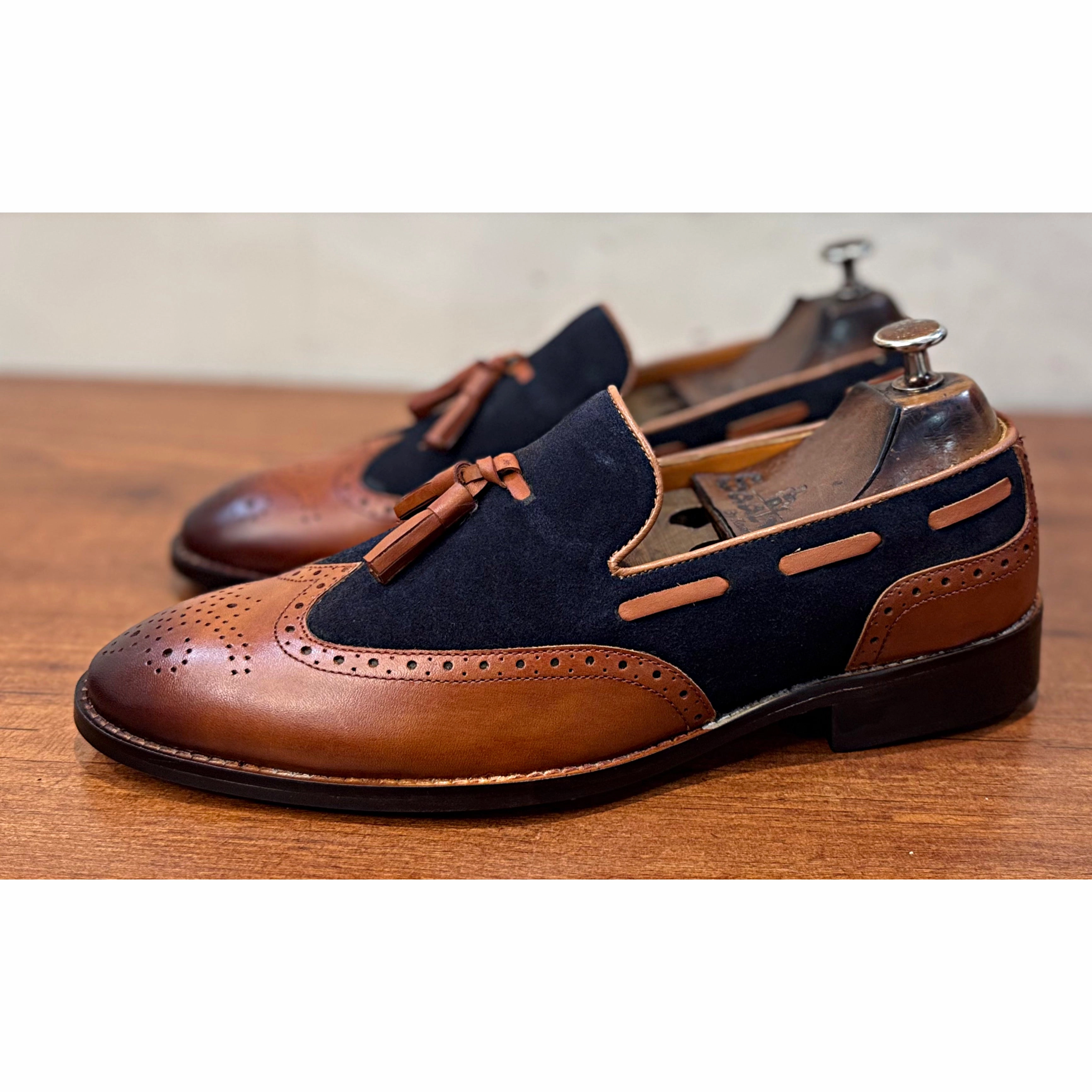 Brouge Combination Loafers - Tan The Real Real Loafers