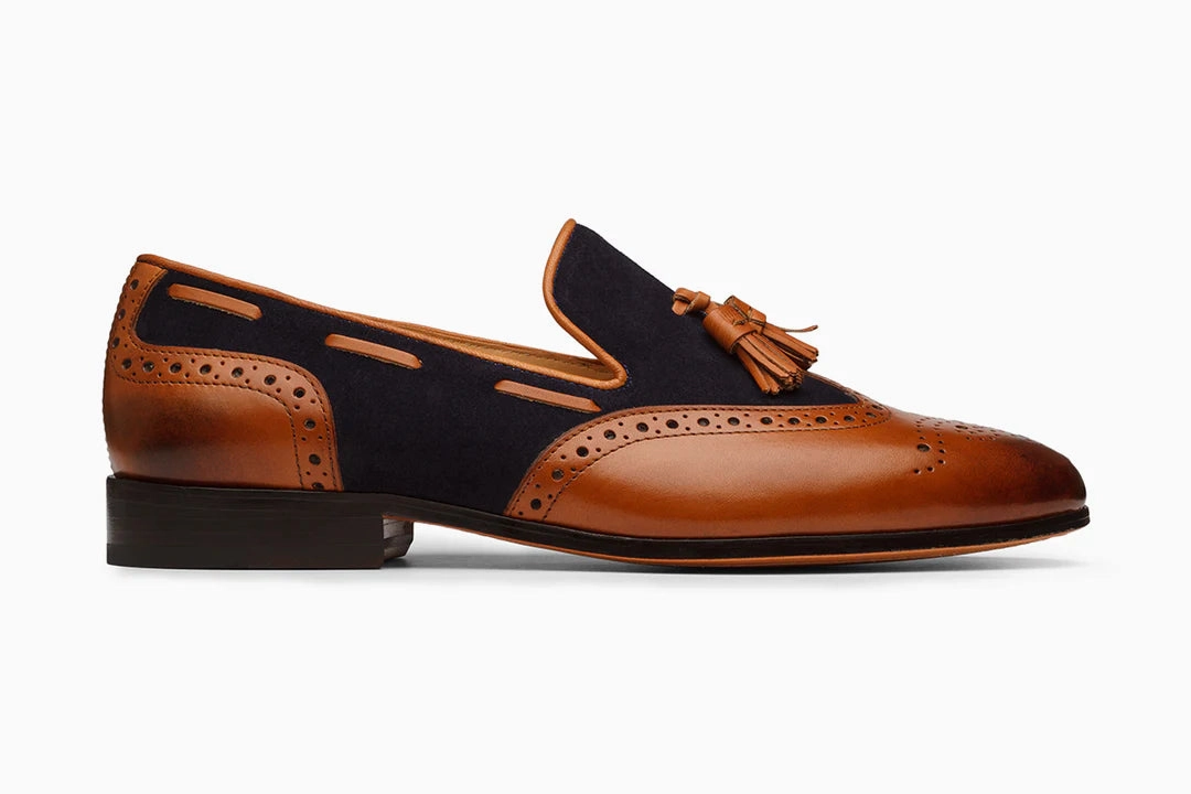 Loafers Canvas Brouge Combination Loafers - Tan