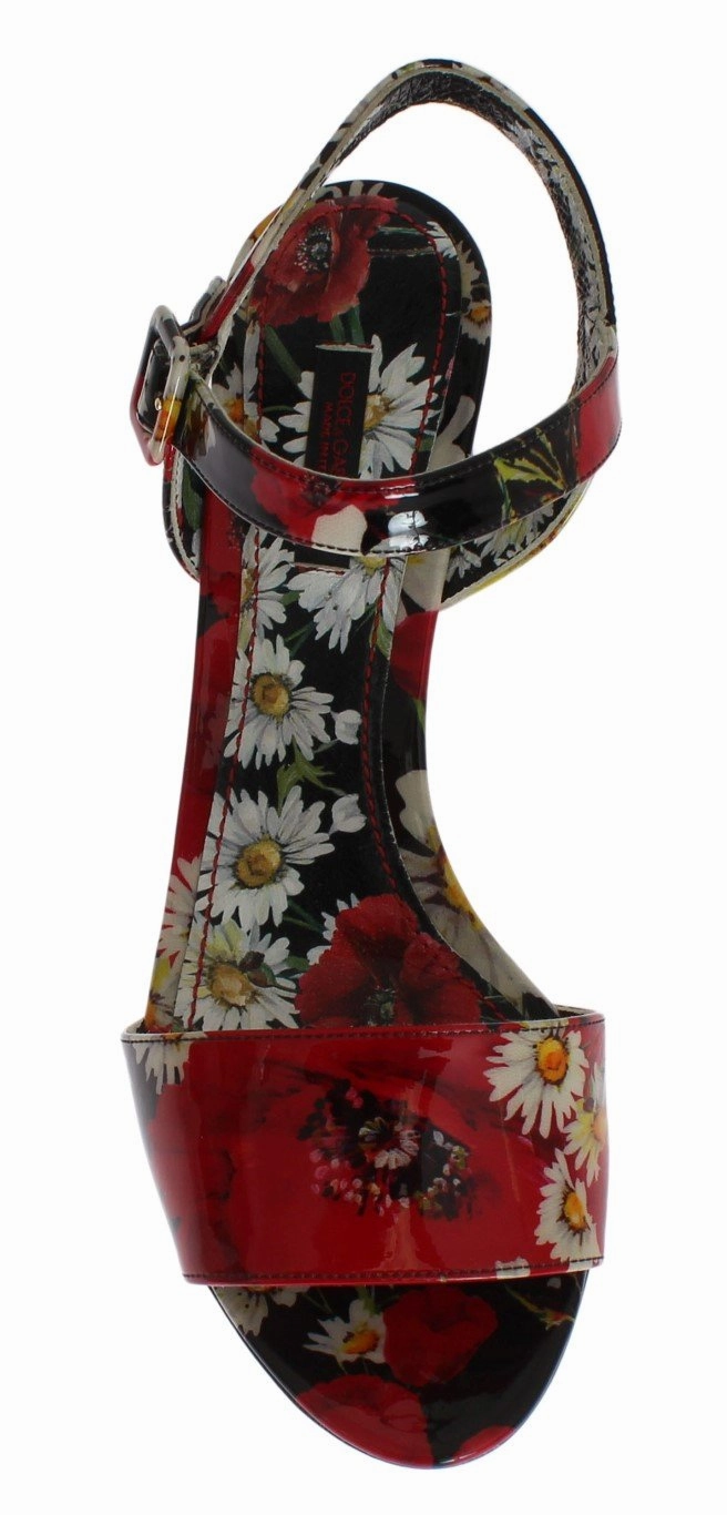 Multicolor Floral Leather Ankle Strap Sandals All Saints