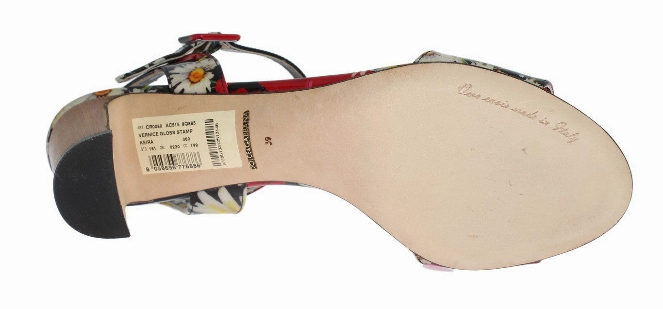 Multicolor Floral Leather Ankle Strap Sandals Girls Sandals Size 1